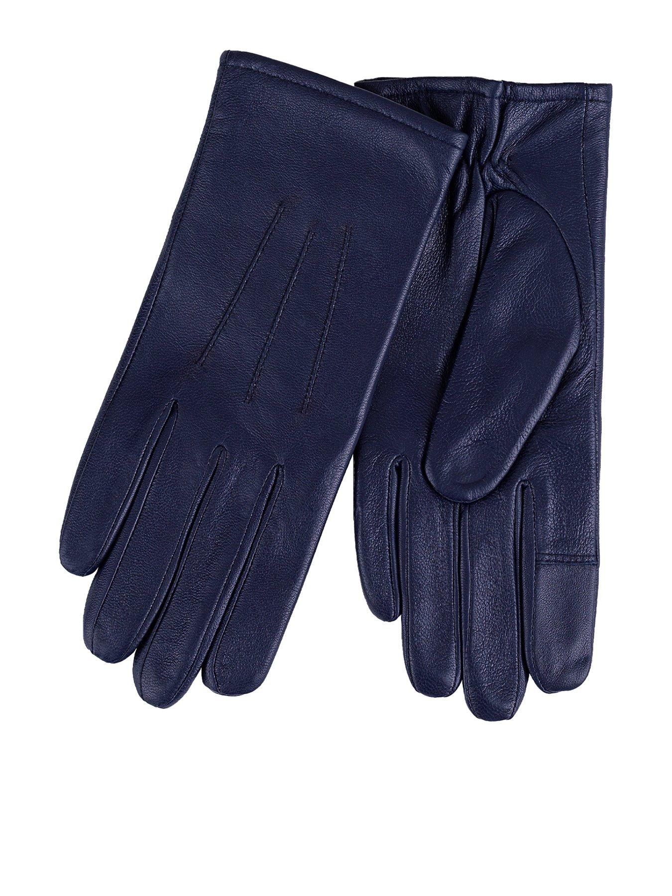 Image 1 of 2 of TOTES Isotoner 3 Point ST Leather Gloves - Navy