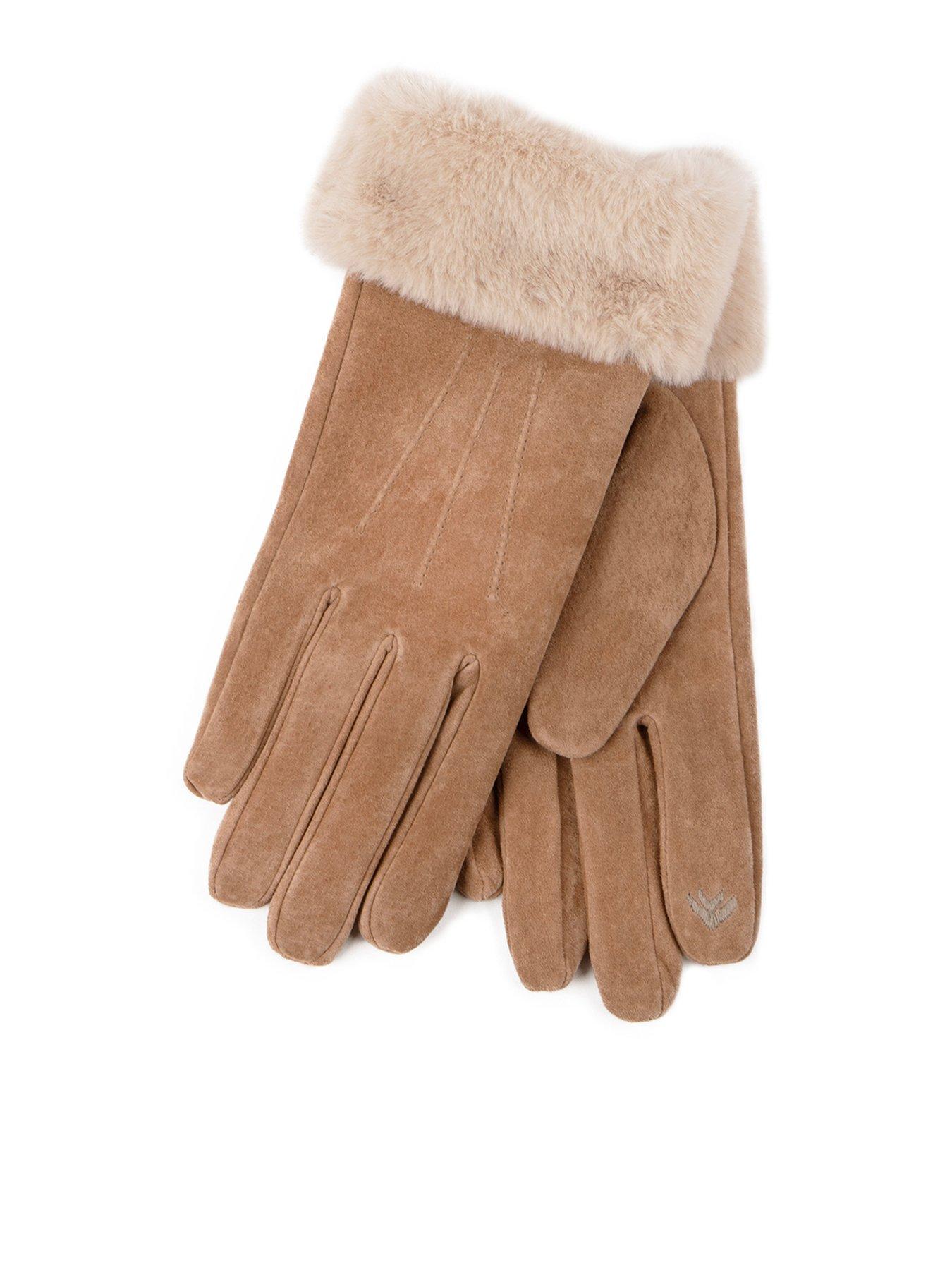 TOTES Isotoner 3 Point Suede Gloves - Tan