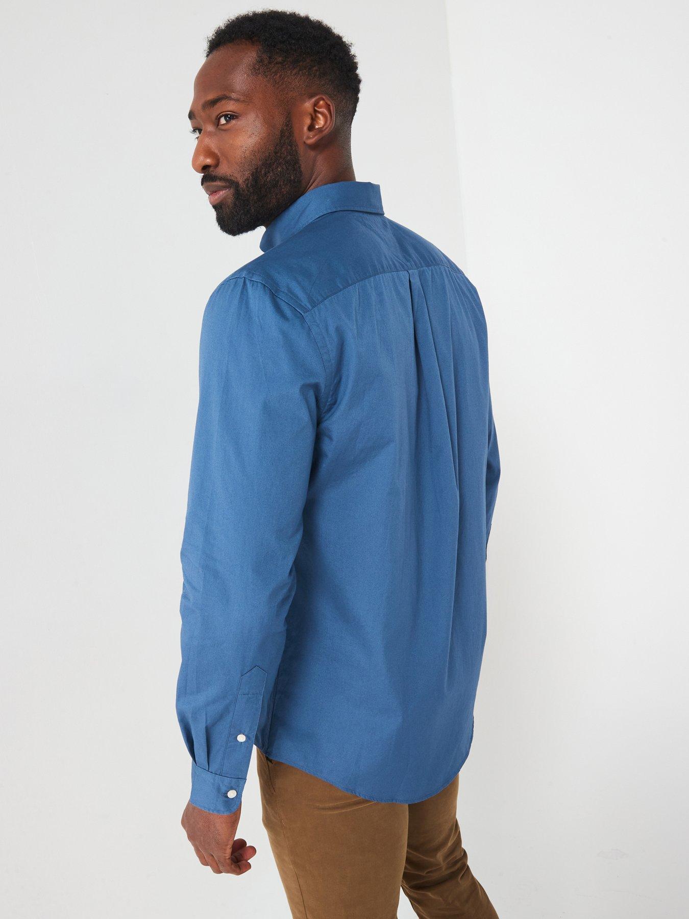 Image 2 of 5 of Tommy Hilfiger Regular Fit Flex Poplin Solid Flag Logo Shirt - Blue