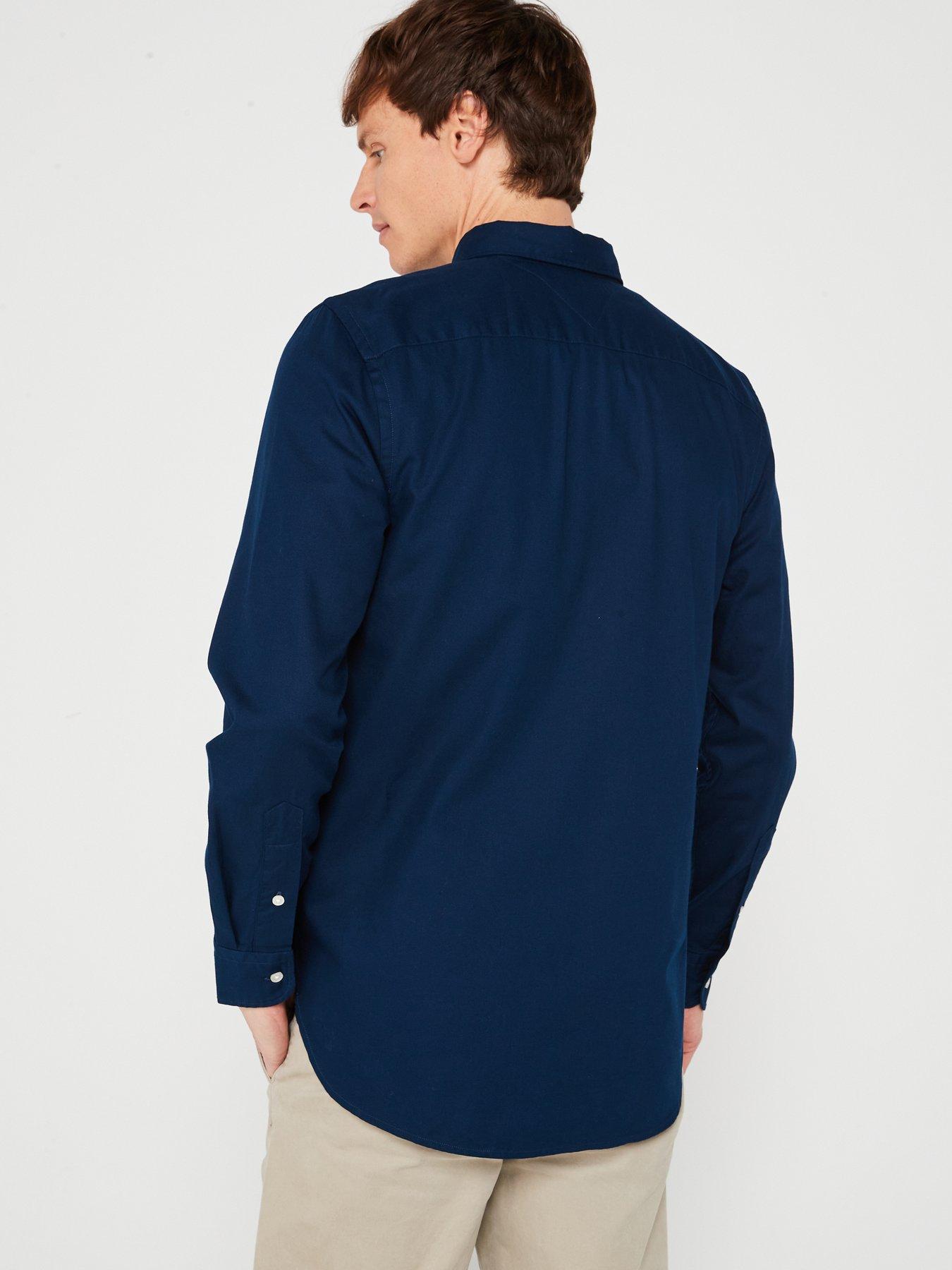 stillFront image of tommy-hilfiger-slim-fit-flex-dobby-flag-logo-shirt-navy