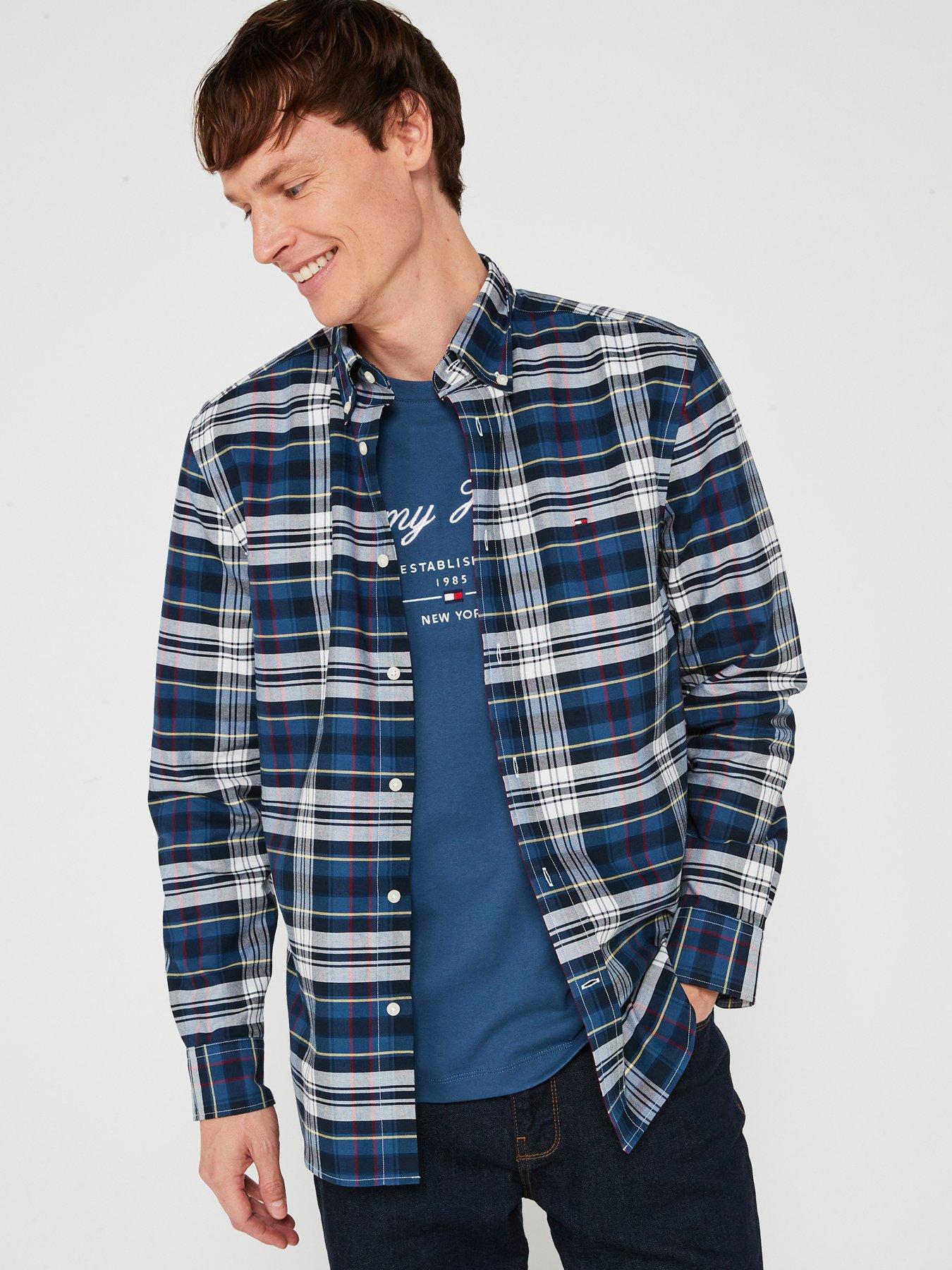 undefined Regular Fit Heritage Plaid Oxford Shirt - Dark Blue