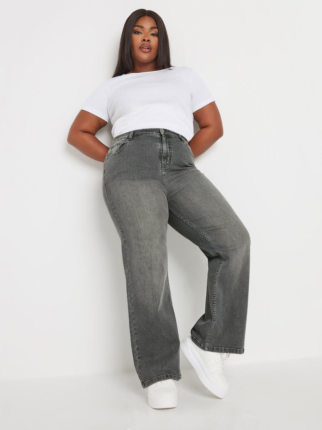 Image 3 of 4 of Yours Curve Wide Leg Jean - Grey