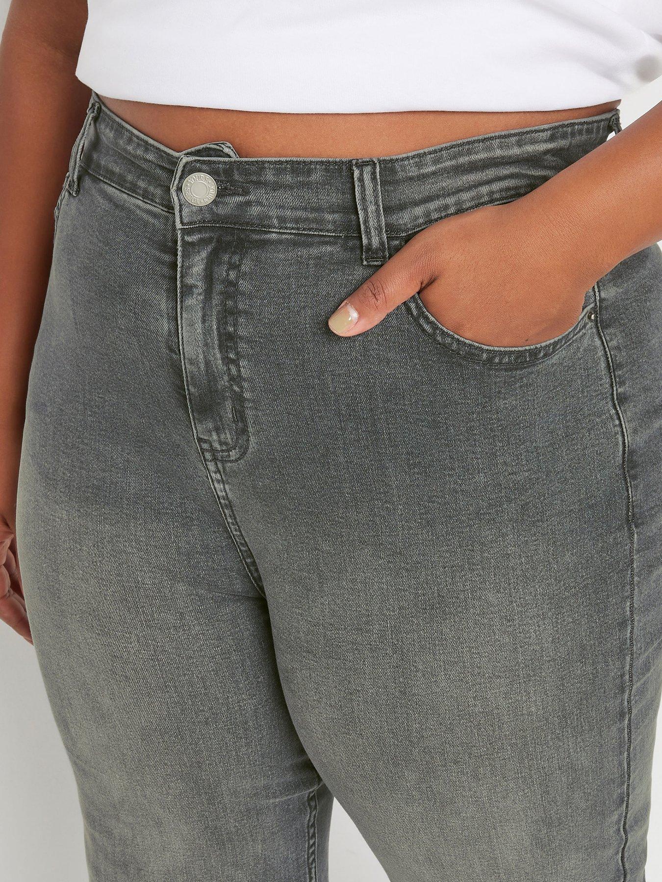 Image 4 of 4 of Yours Curve Wide Leg Jean - Grey