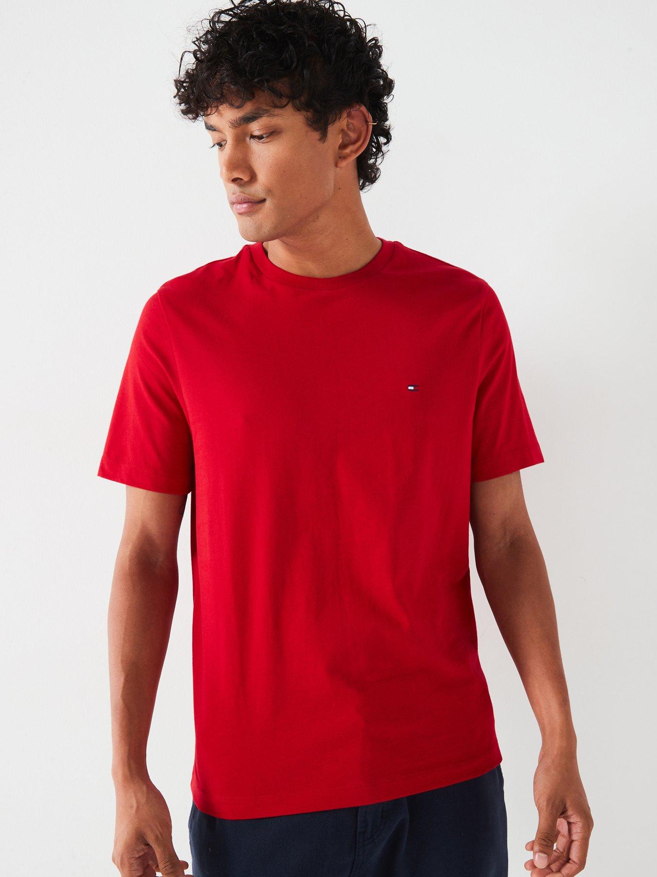 undefined Regular Fit Essential Flag Logo T-Shirt - Red