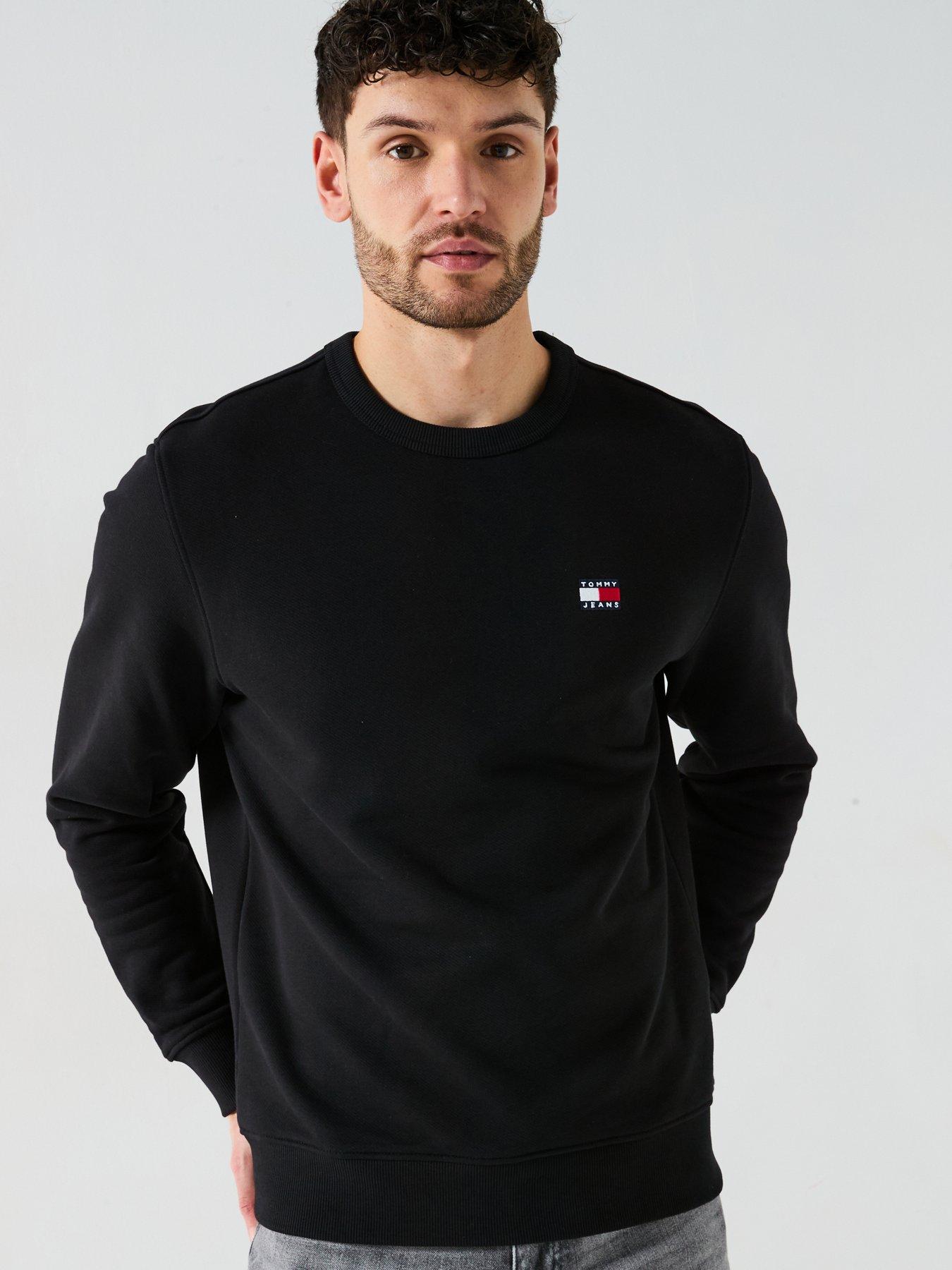 undefined Regular Fit Left Chest Badge Crew Sweatshirt - Black