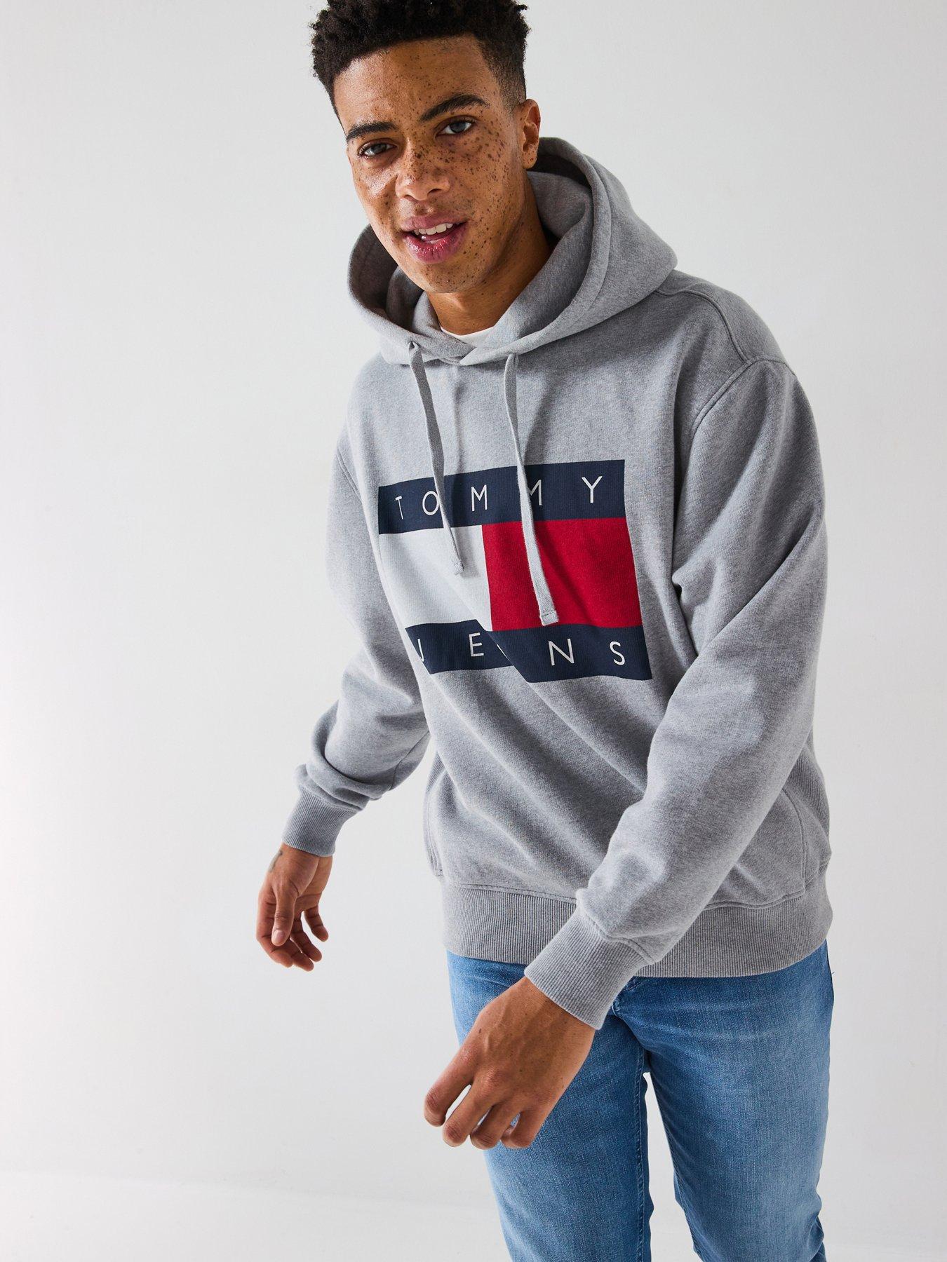 undefined Melange Large Chest Flag Hoodie - Grey
