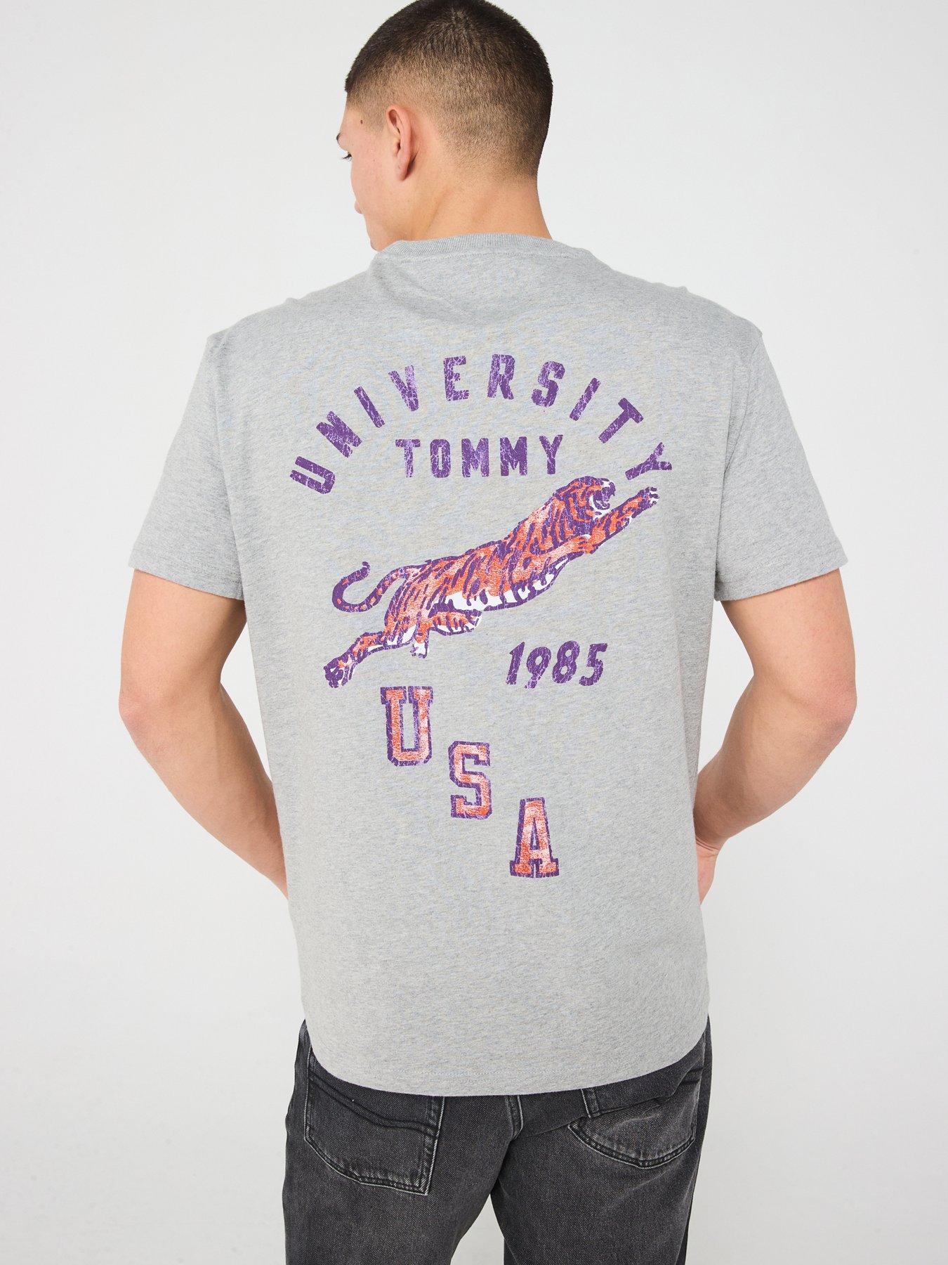 undefined Regular Fit University Tiger Back Graphic T-Shirt - Grey