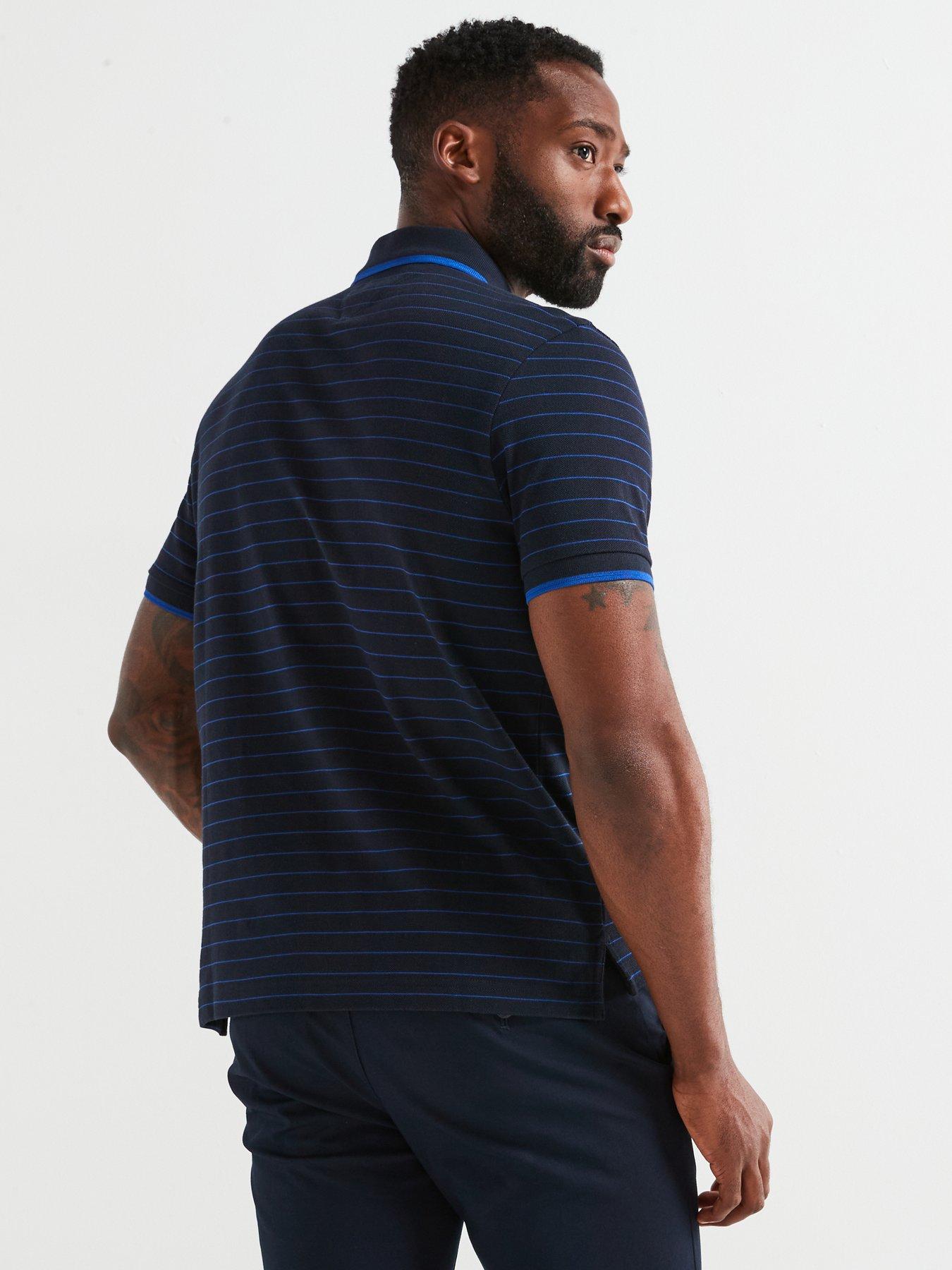Image 2 of 4 of Tommy Hilfiger Regular Fit Oxford Stripe Polo Shirt - Navy