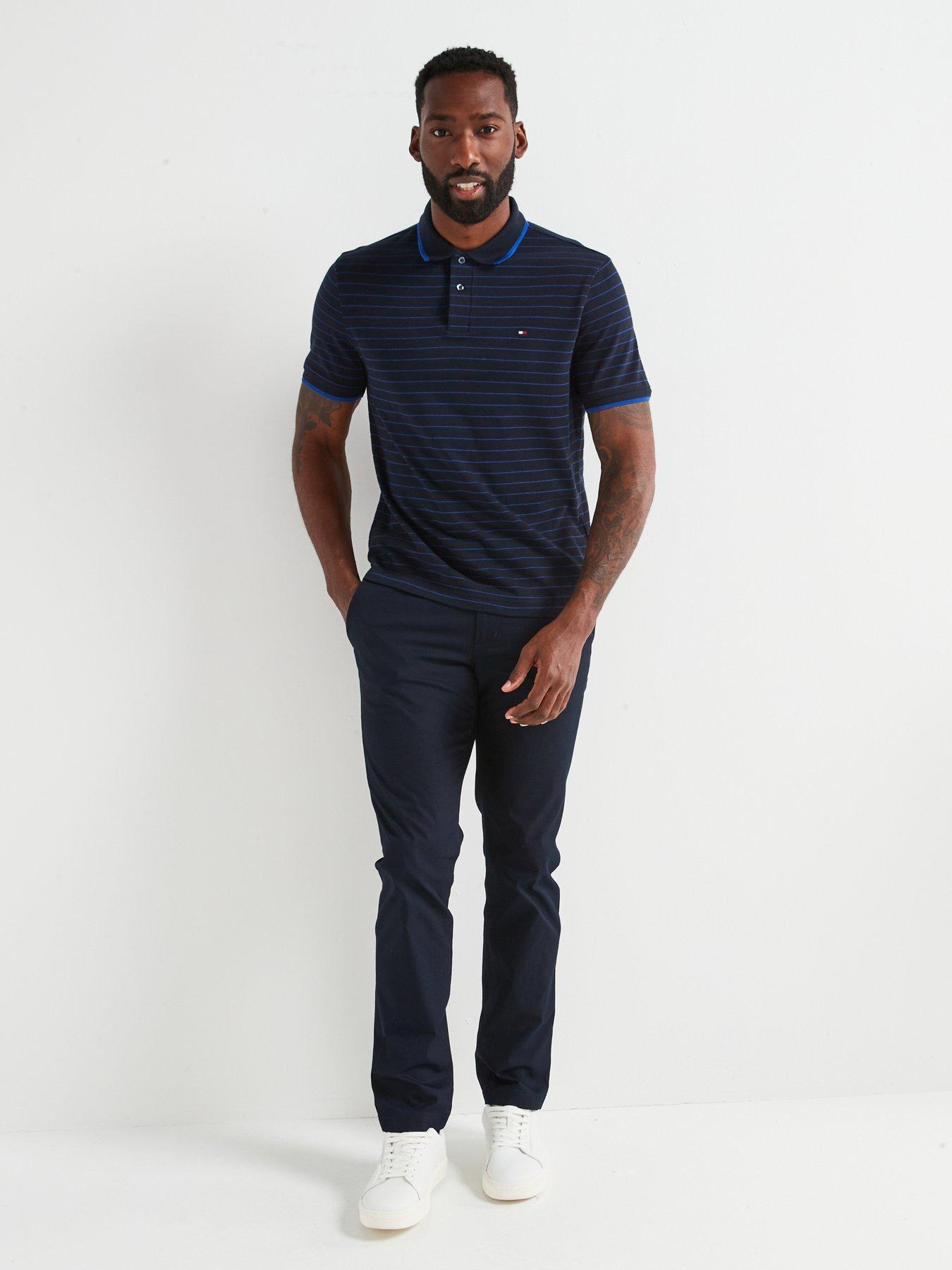 Image 3 of 4 of Tommy Hilfiger Regular Fit Oxford Stripe Polo Shirt - Navy