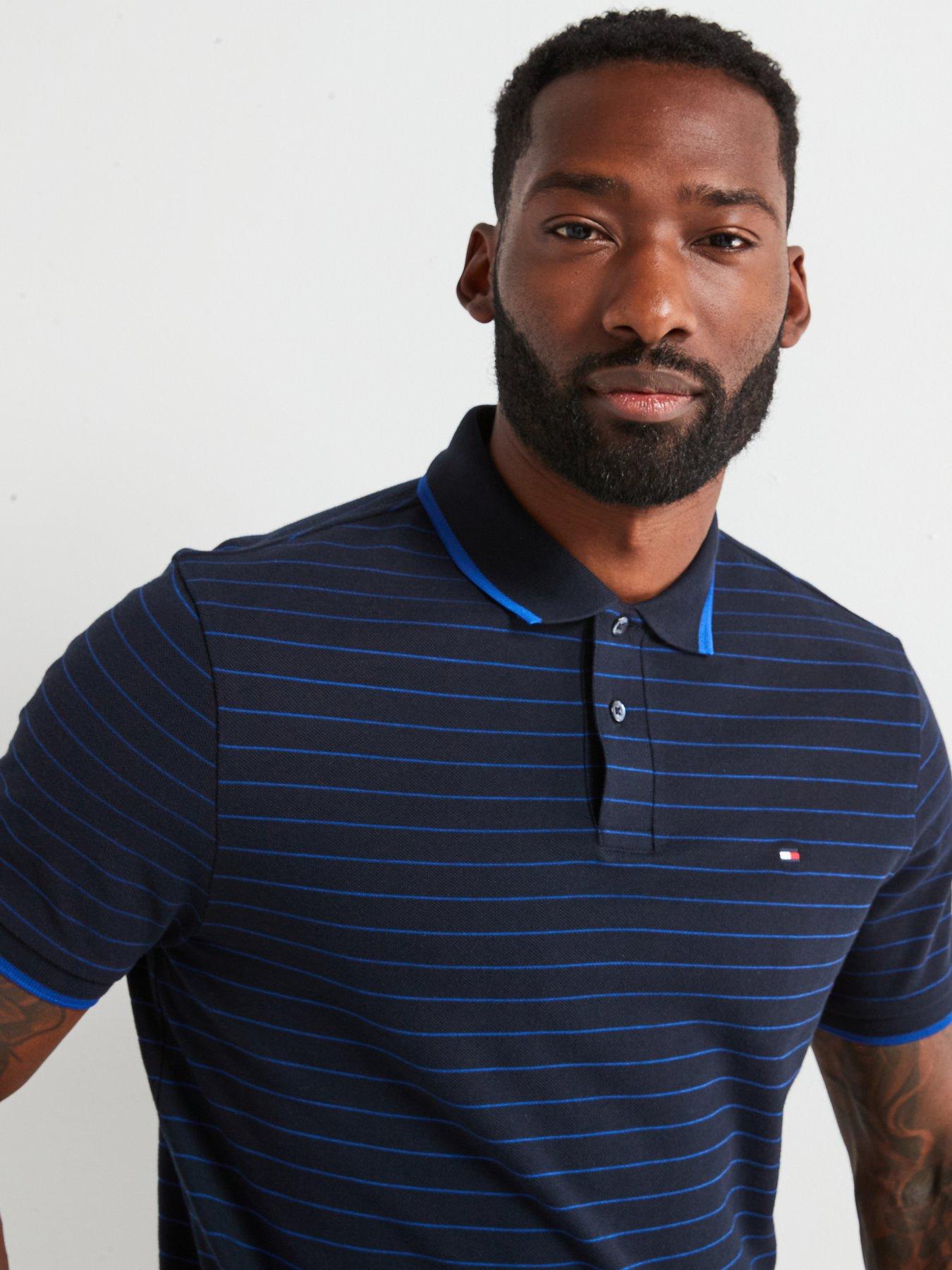 Image 4 of 4 of Tommy Hilfiger Regular Fit Oxford Stripe Polo Shirt - Navy