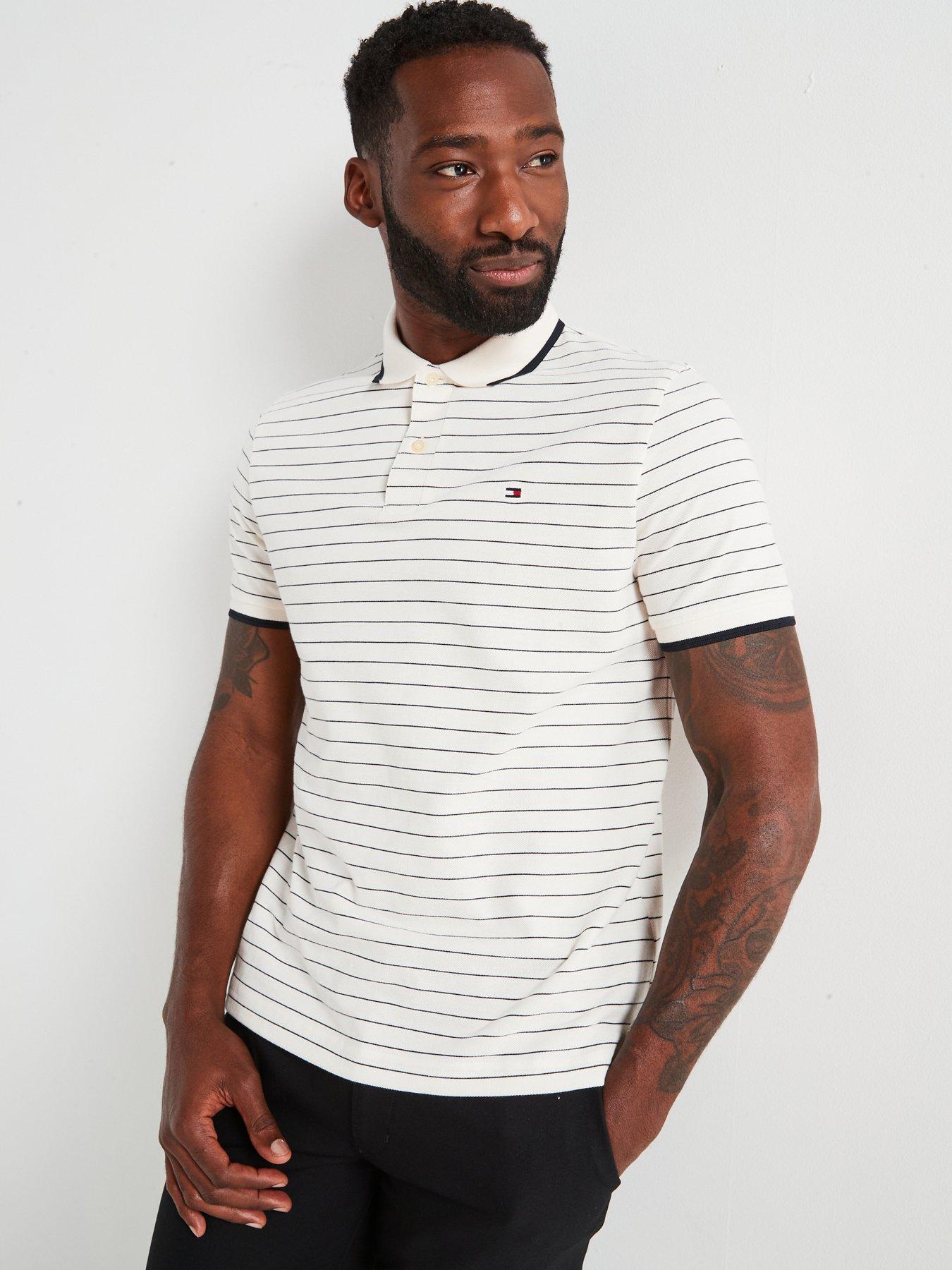 undefined Regular Fit Oxford Stripe Polo Shirt - Cream