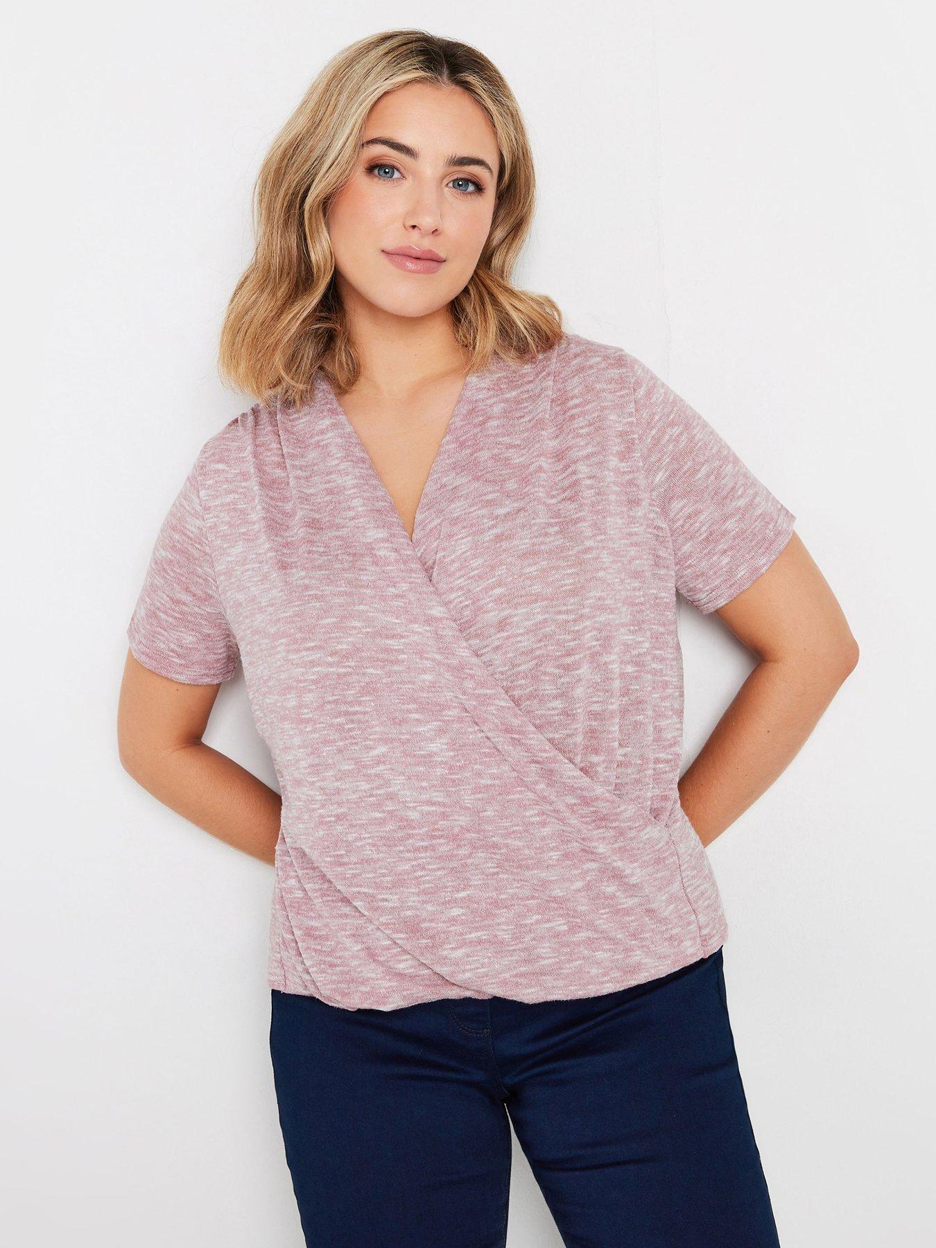 undefined Short Sleeve Wrap Top - Pink