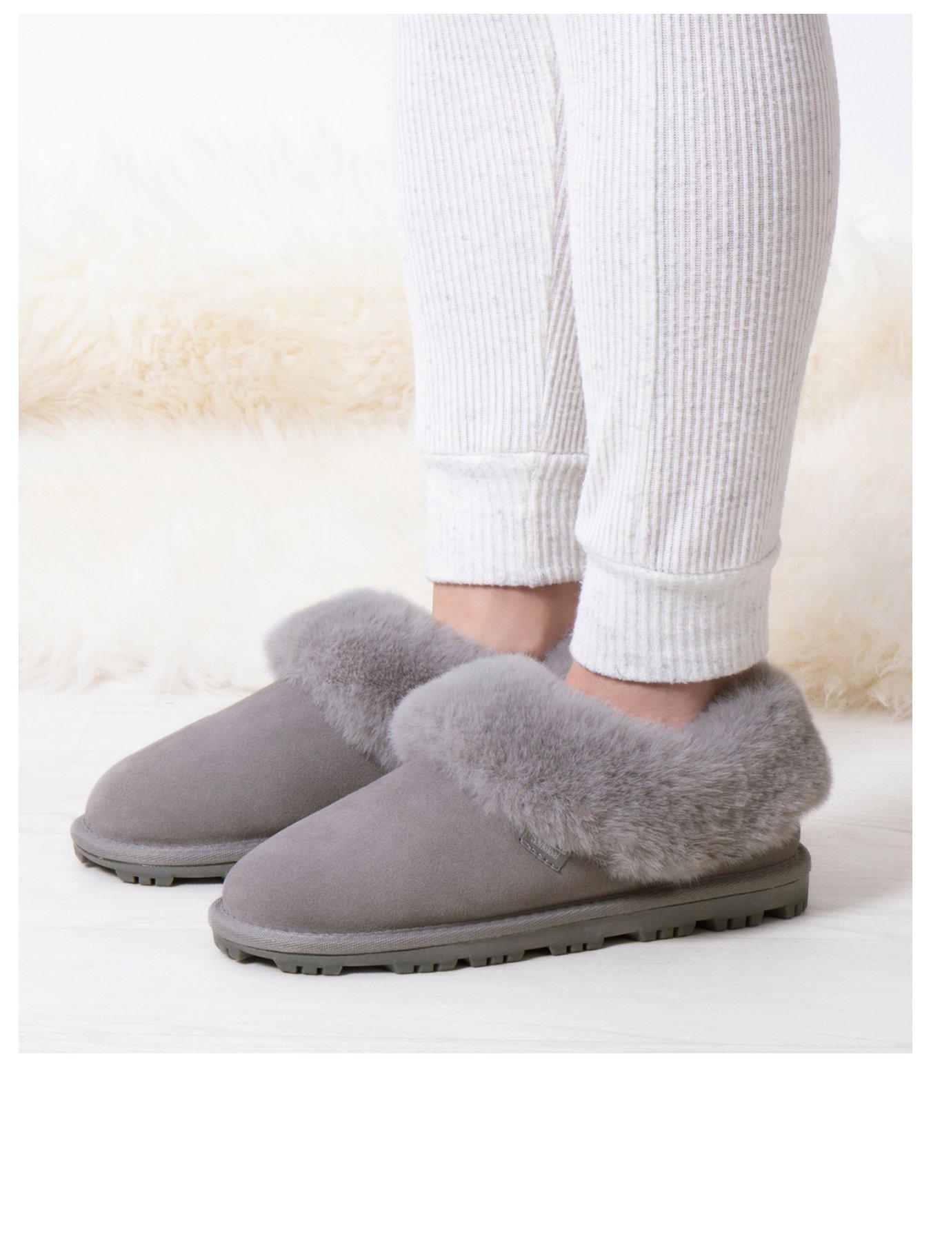 Image 2 of 5 of TOTES Isotoner Real Suede Bootie Slippers - Grey