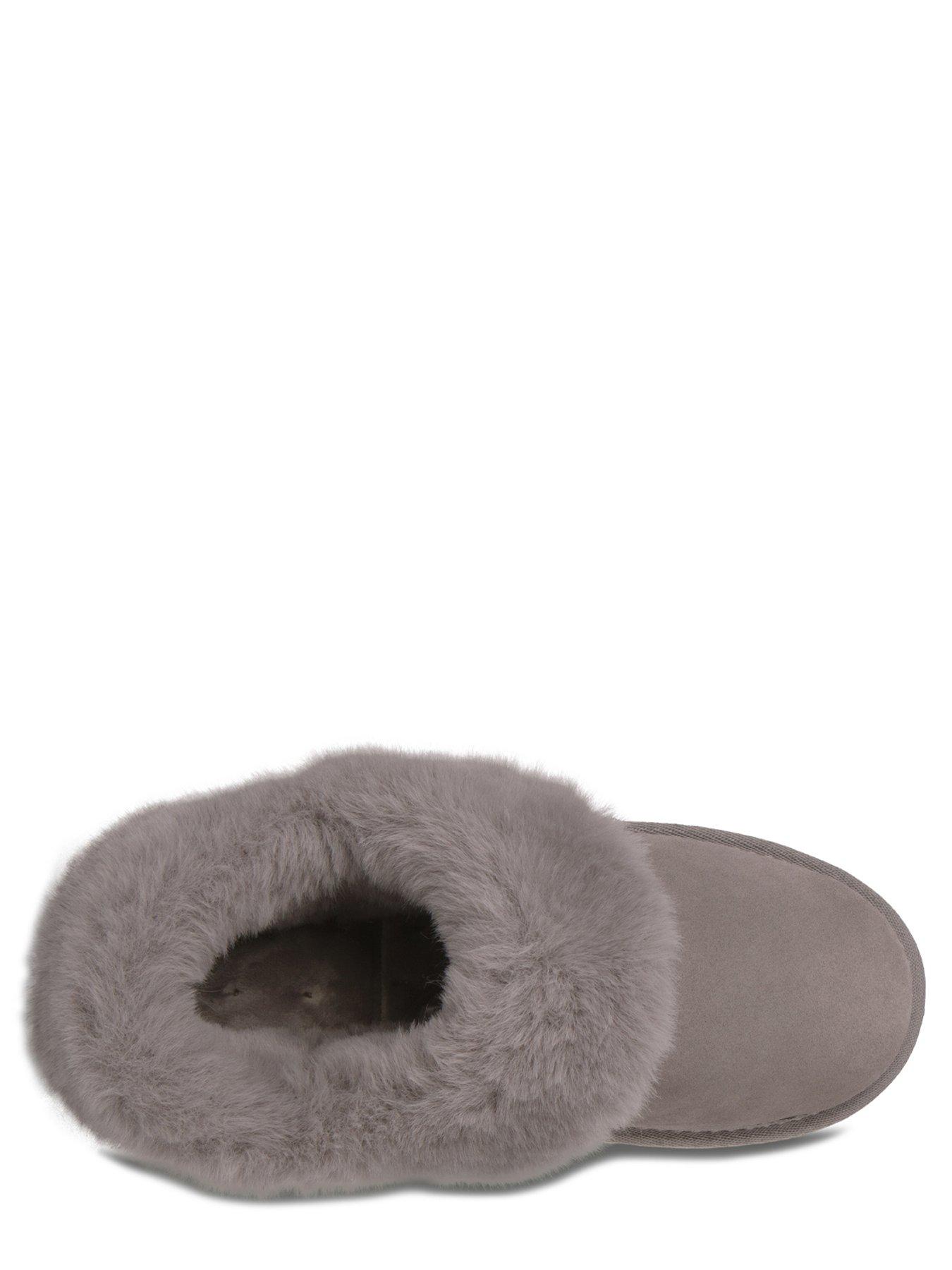 Image 3 of 5 of TOTES Isotoner Real Suede Bootie Slippers - Grey