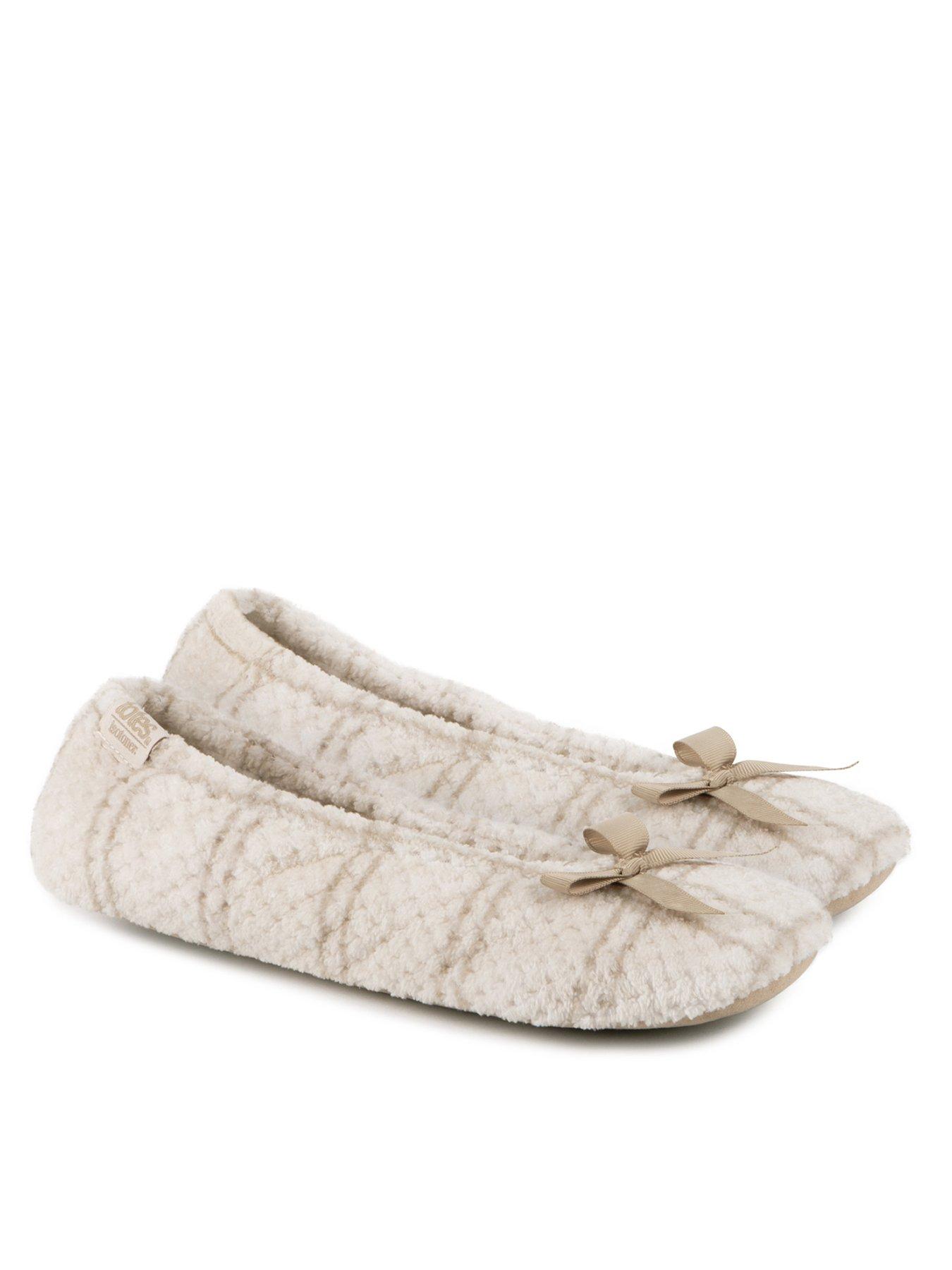 undefined Isotoner Popcorn Terry Ballet Slippers - Natural Check