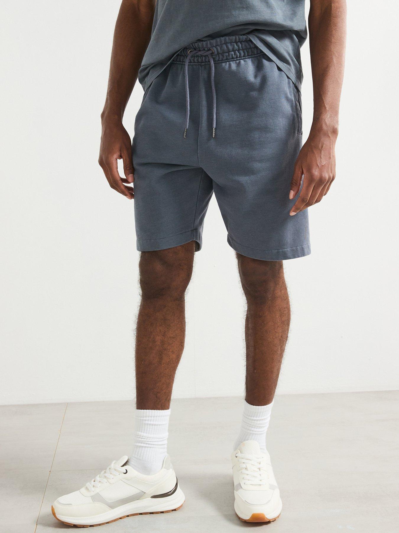 undefined Heavyweight Washed Jogger Shorts - Dark Blue