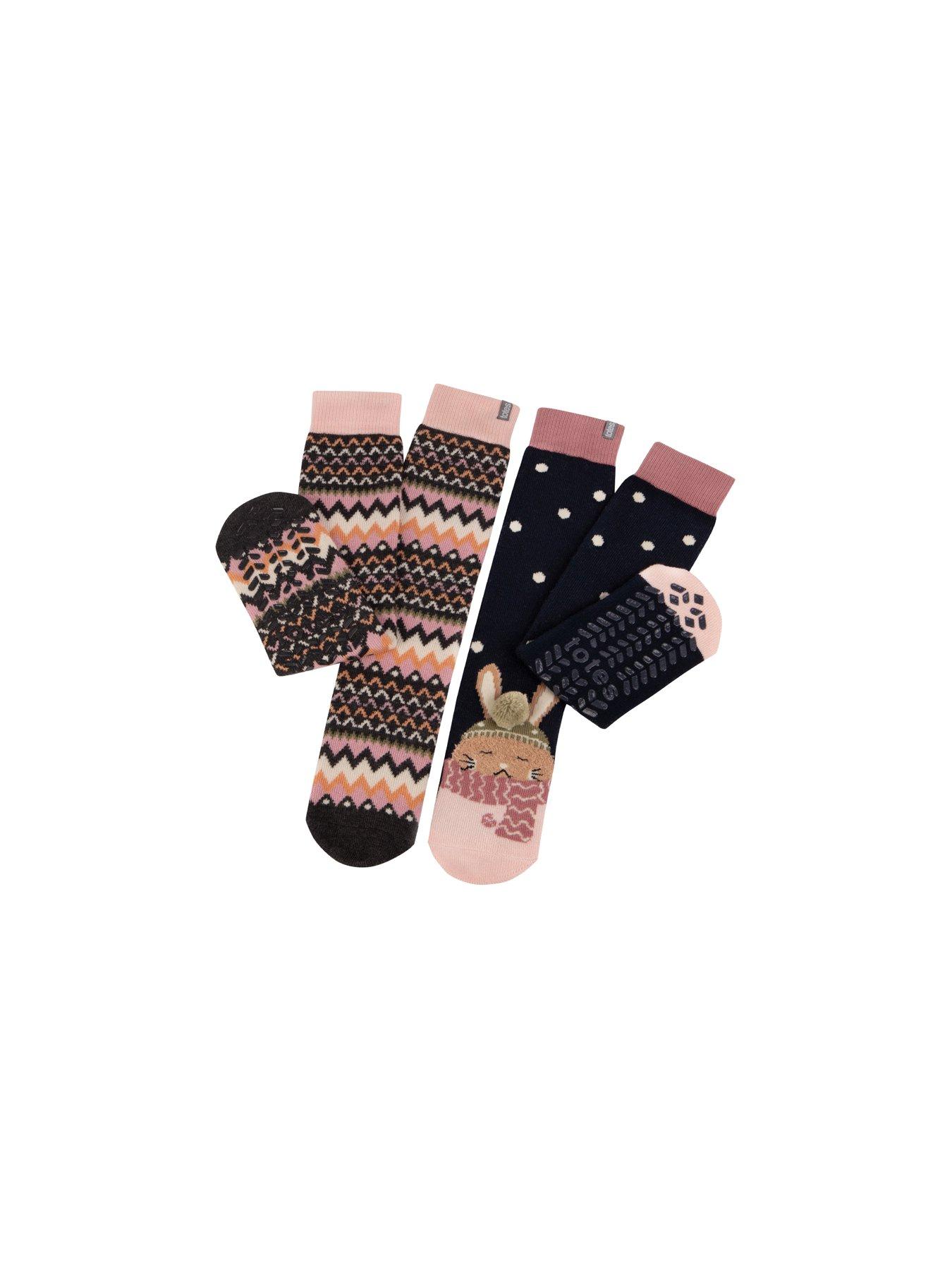 Image 1 of 6 of TOTES 2pack Original Rabbit/fairisle Slipper Socks - Rabbit/fairisle - Multi