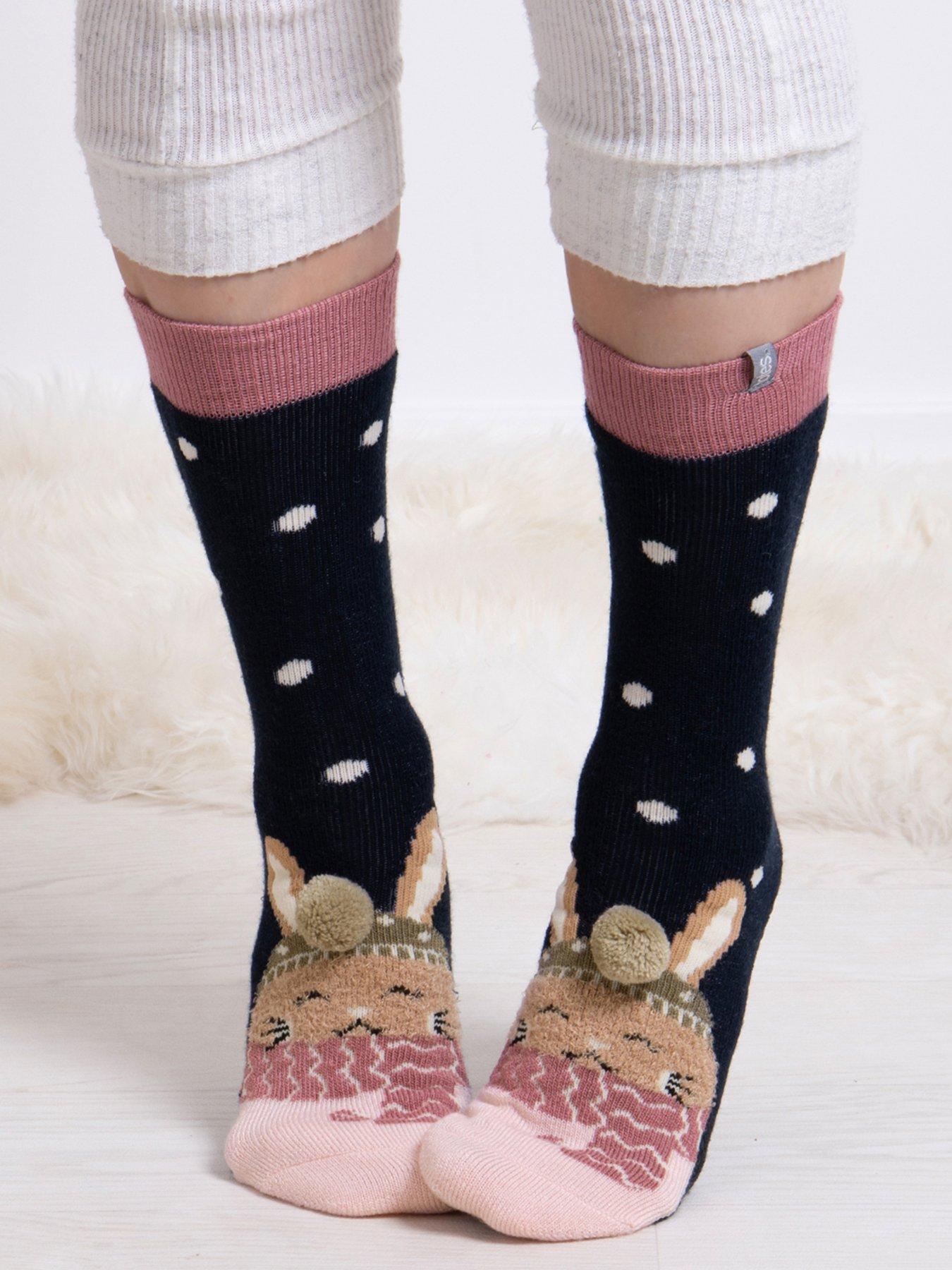 Image 3 of 6 of TOTES 2pack Original Rabbit/fairisle Slipper Socks - Rabbit/fairisle - Multi