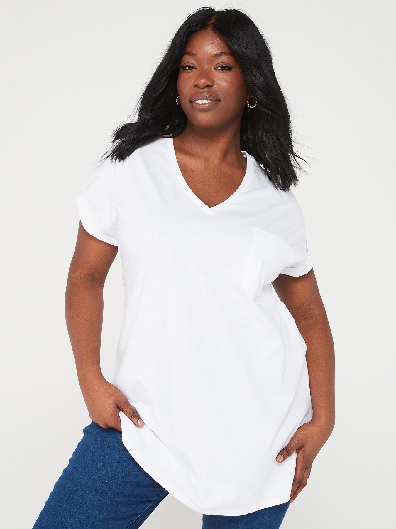 Image 1 of 6 of V by Very Curve V Neck Pocket Tee