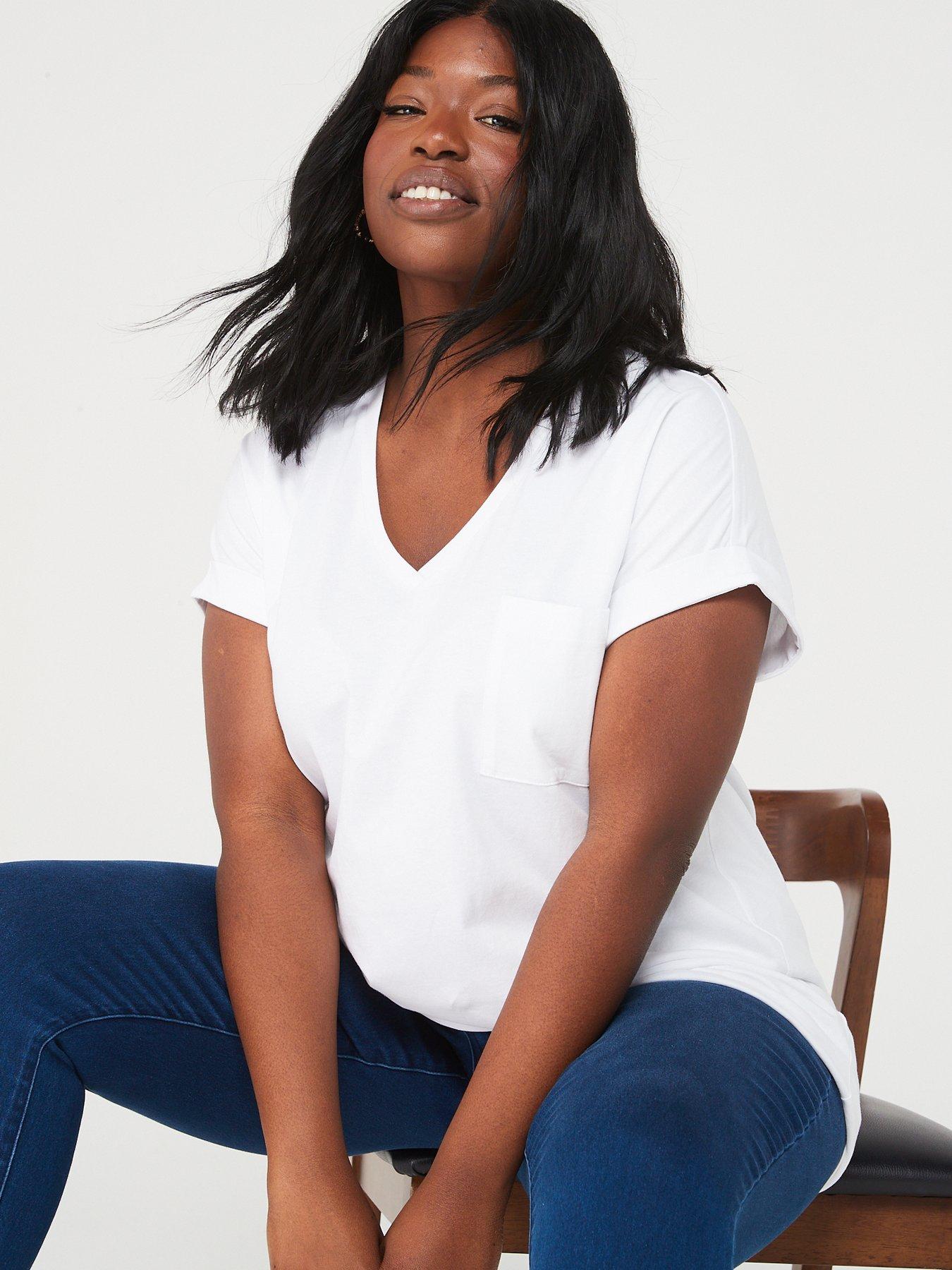 Image 4 of 6 of V by Very Curve V Neck Pocket Tee
