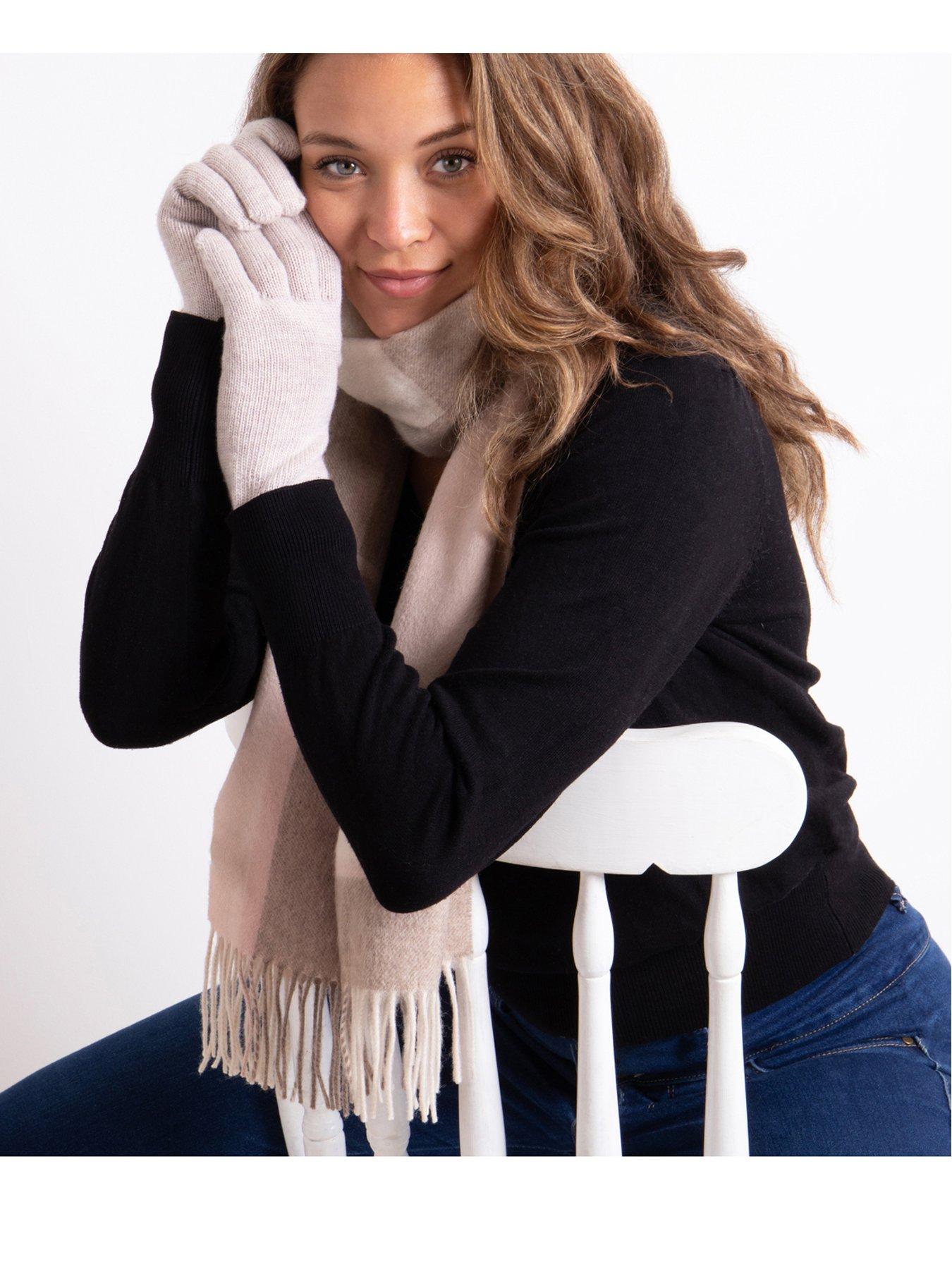 Image 2 of 3 of TOTES Cashmere Blend Woven Scarf and Glove Set - Oat
