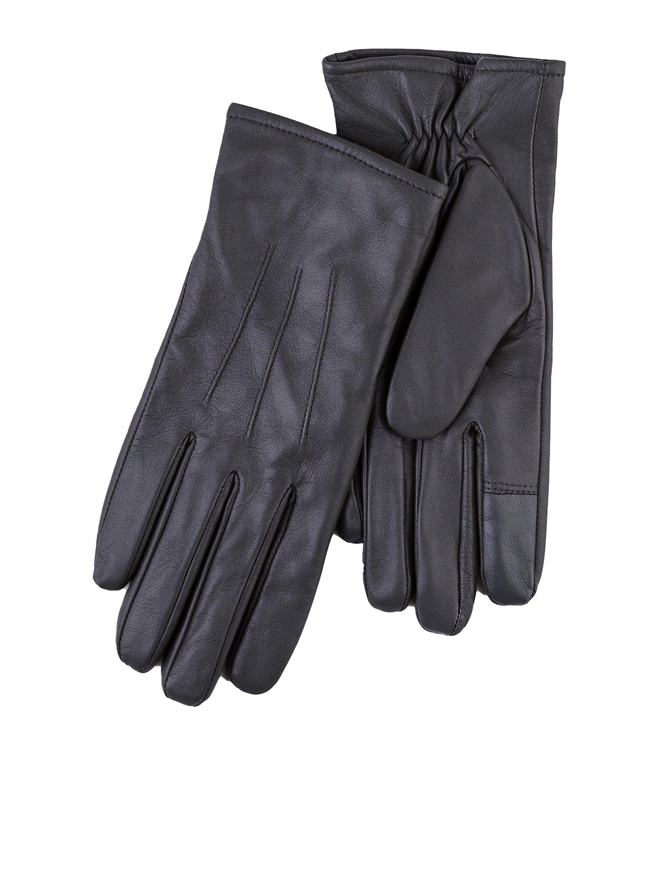 TOTES Isotoner 3 Point ST Leather Gloves - Grey