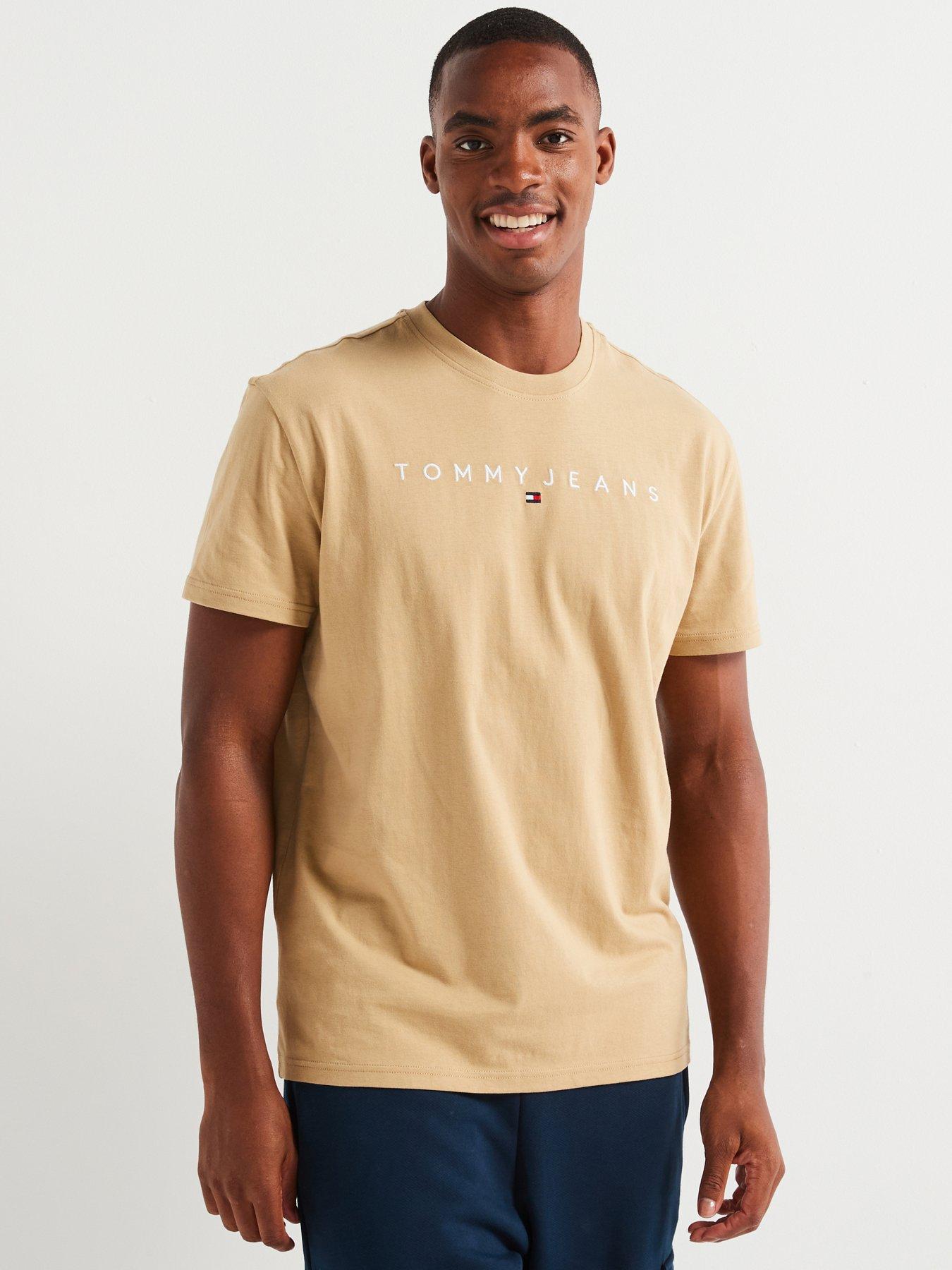 undefined Regular Fit Linear Logo T-Shirt - Beige
