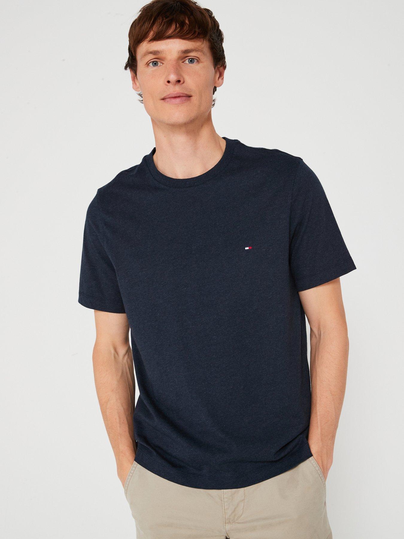undefined Regular Fit Essential Flag Logo Heather T-Shirt - Dark Blue