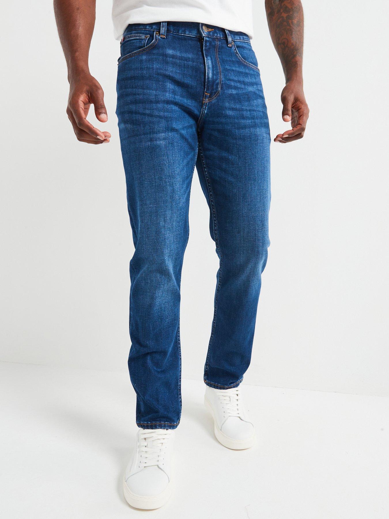 Tommy Hilfiger Denton Stretch Straight Fit Jeans, Mid Wash, Size 38, Inside Leg Regular, Men