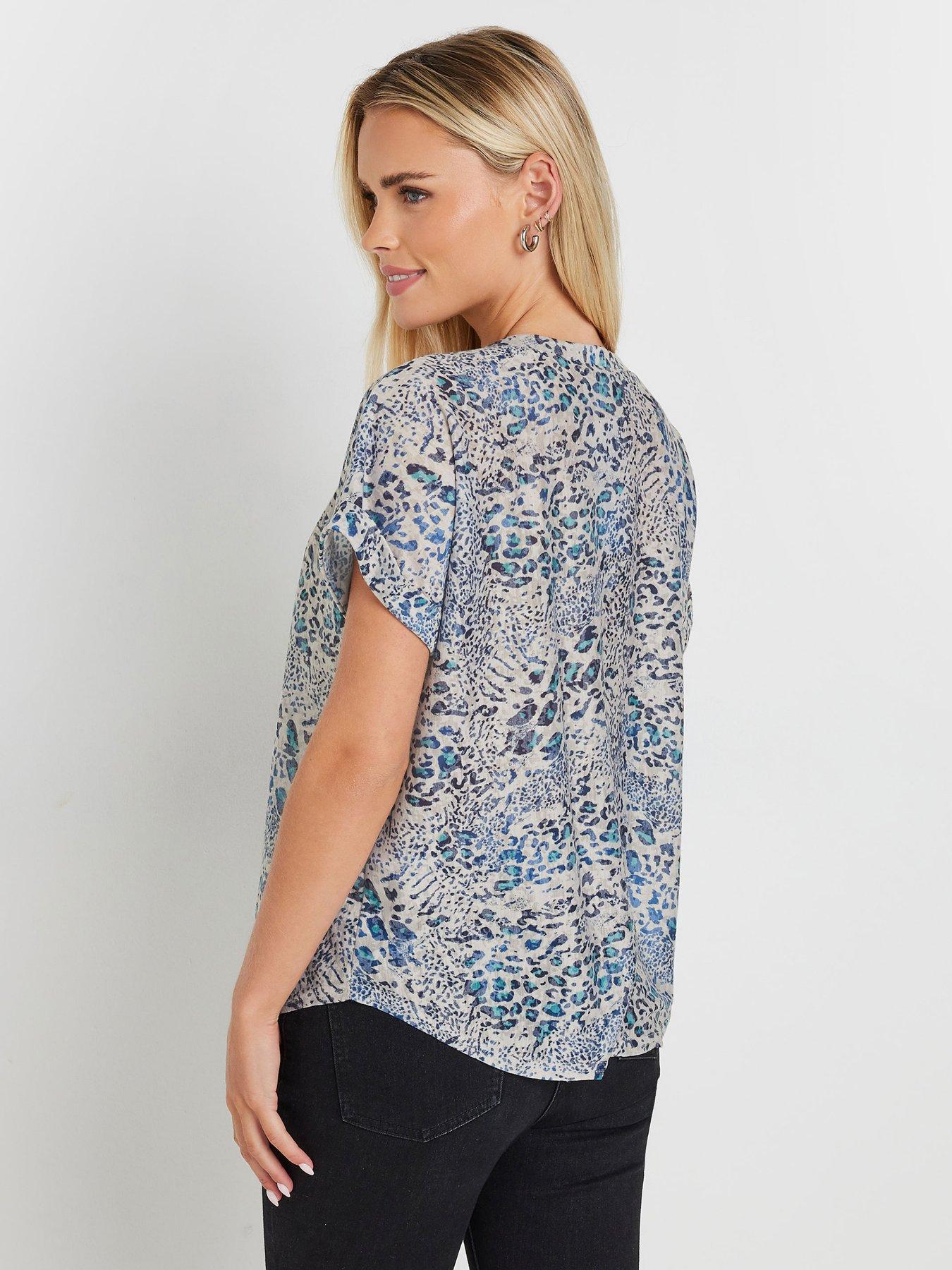 Image 2 of 4 of M&Co Petite Animal Burn Out Short Sleeve Top