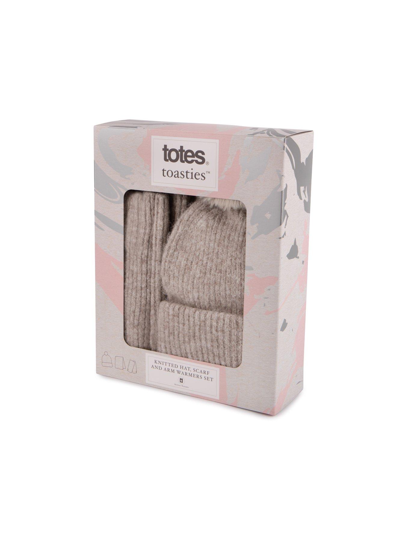 Image 3 of 3 of TOTES Knitted Hat, Scarf and Armwarmer Set - Beige