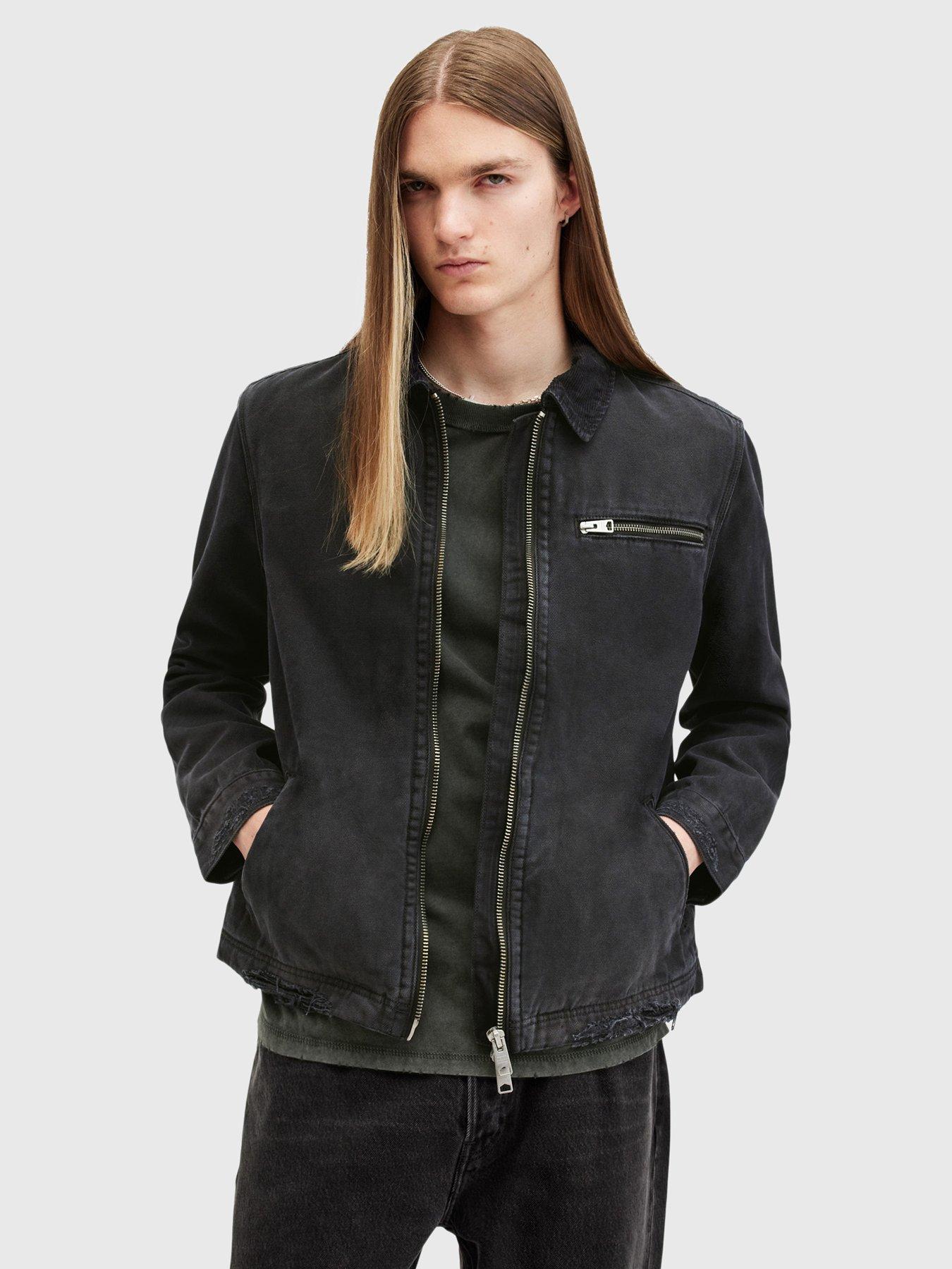 AllSaints Rothwell Zip Through Denim Jacket Black Very