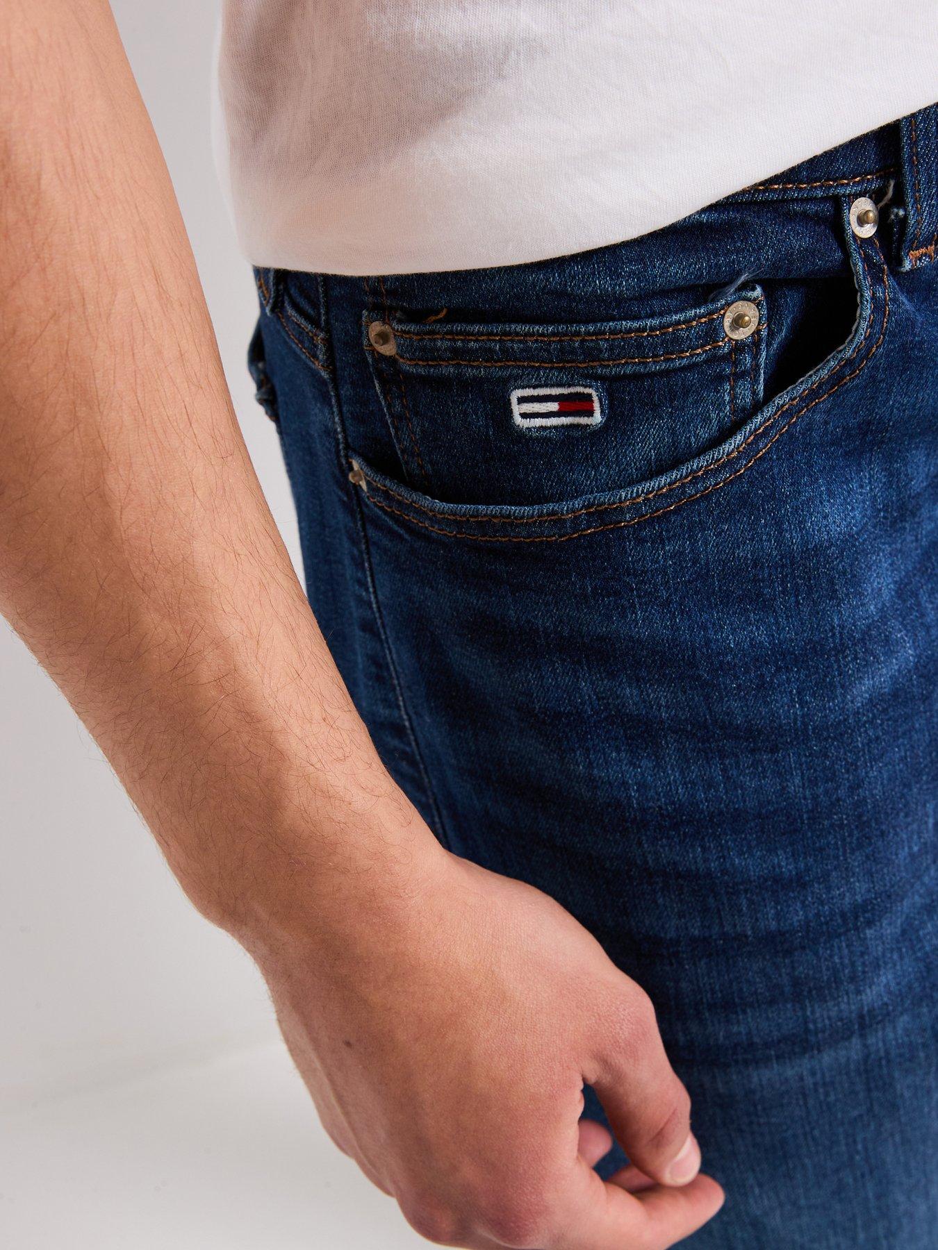 Image 4 of 4 of Tommy Jeans Ryan Straight Fit Stretch Jeans - Dark Wash
