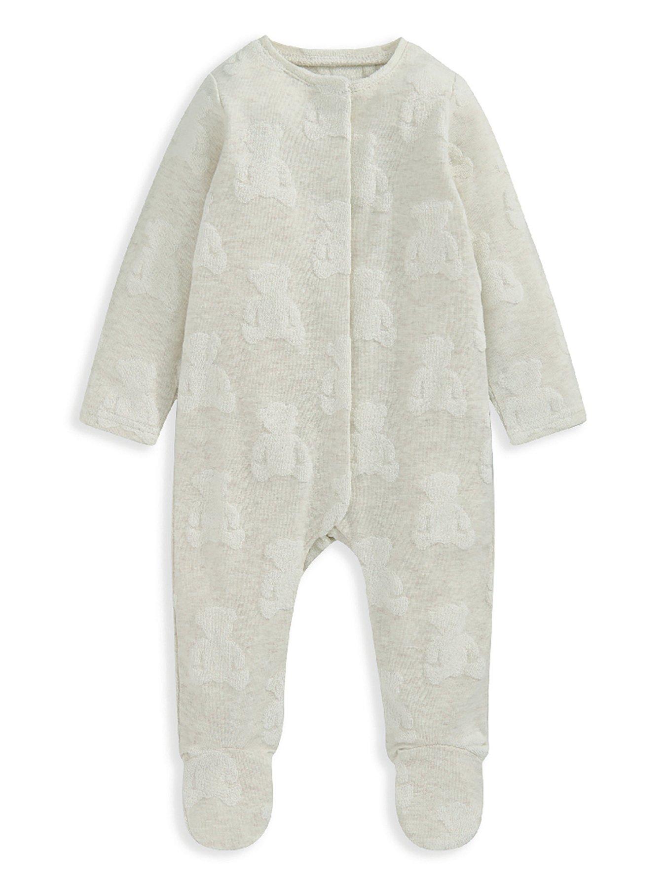 undefined Baby Unisex Teddy Bear Textured Sleepsuit - Beige