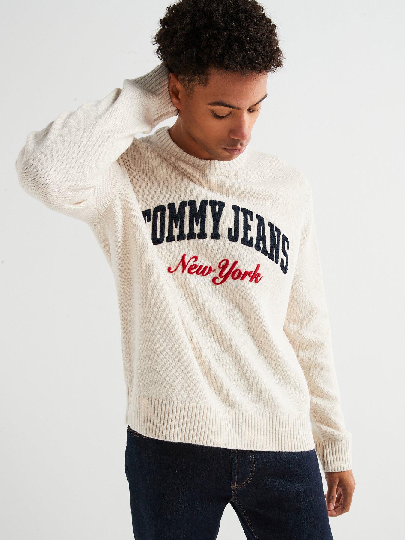 undefined Regular Fit Varsity Crew Knitted Jumper - Off White