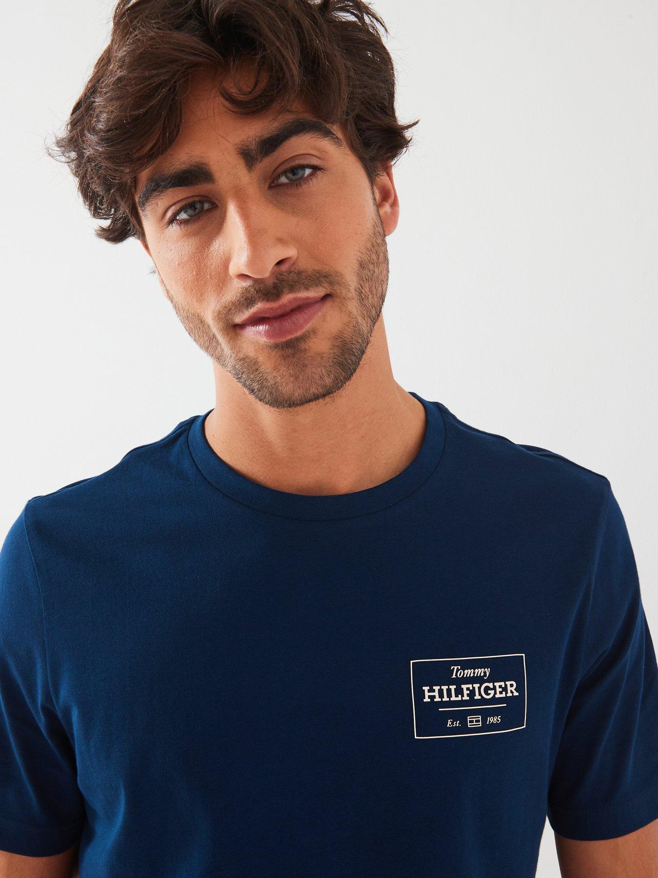 Image 4 of 4 of Tommy Hilfiger Monotype Printed Label T-Shirt - Navy