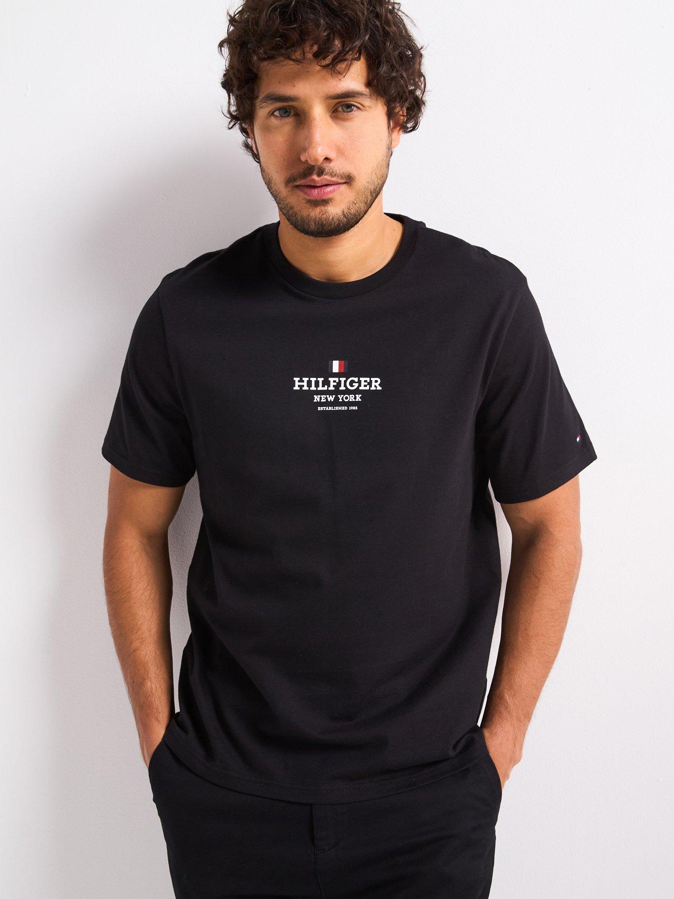 undefined Regular Fit Small Central Logo T-Shirt - Black