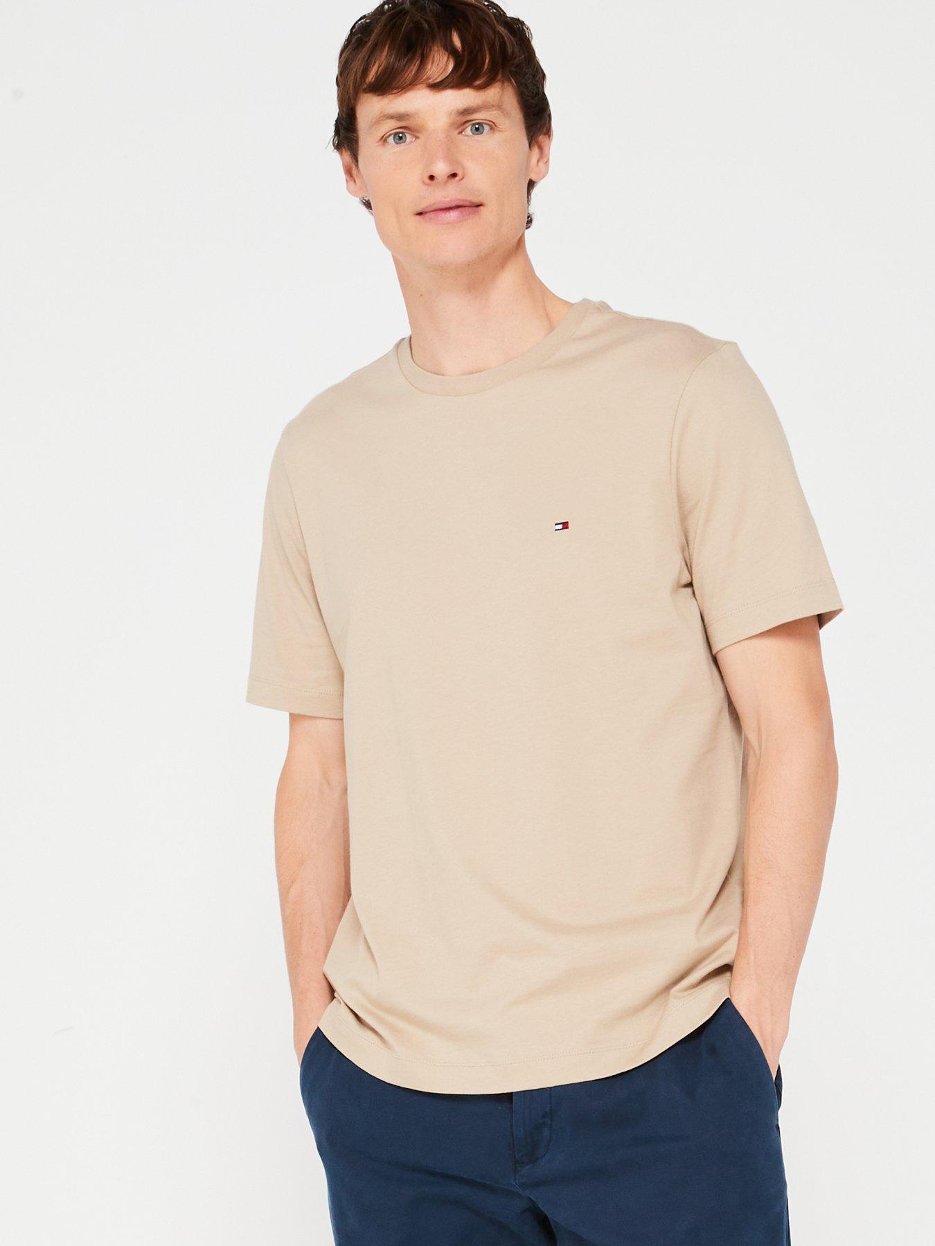 Tommy Hilfiger Regular Fit Essential Flag Logo T-Shirt - Beige, Beige, Size 3Xl, Men