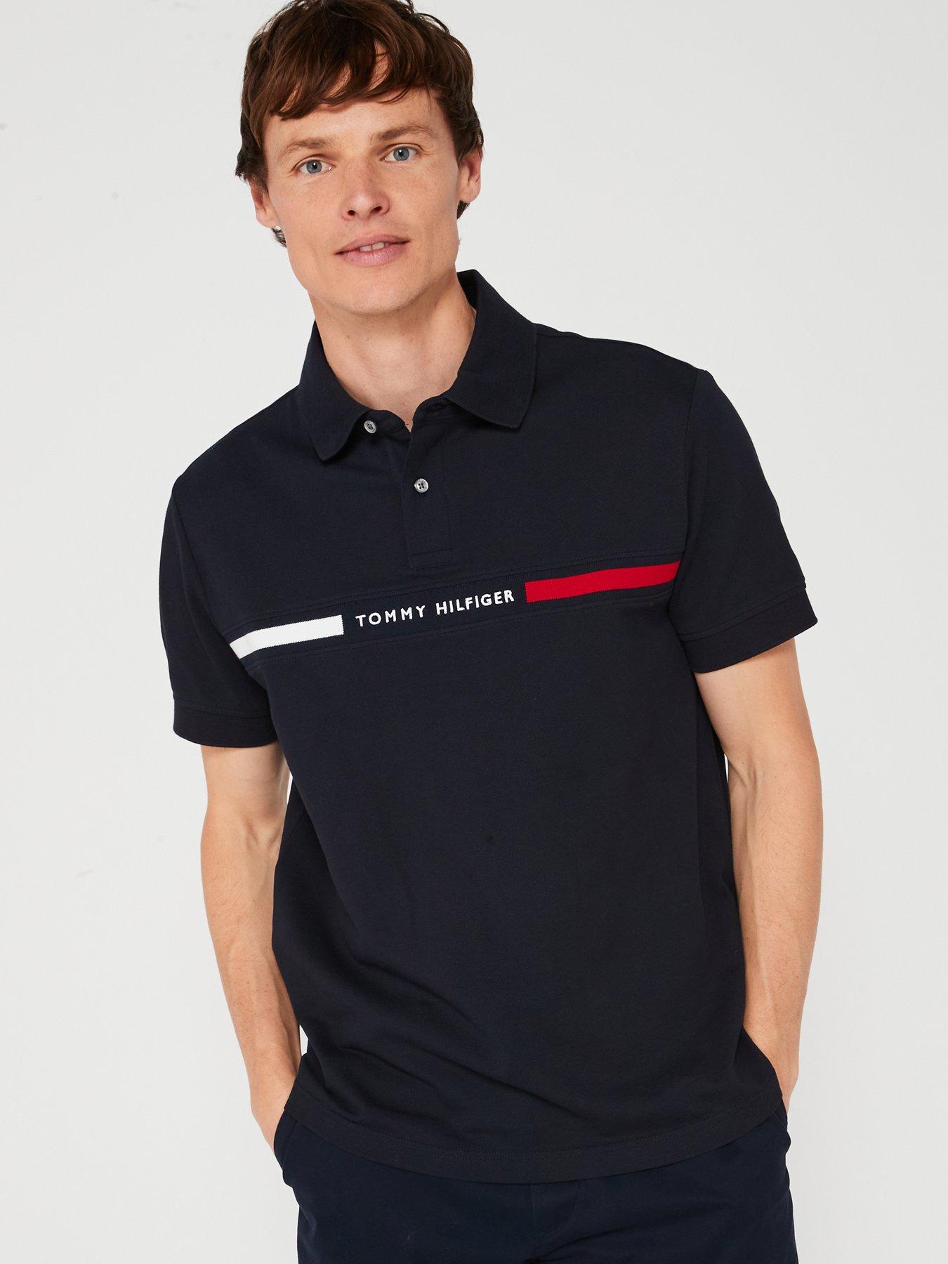 undefined Regular Fit Chest Stripe Polo Shirt - Navy