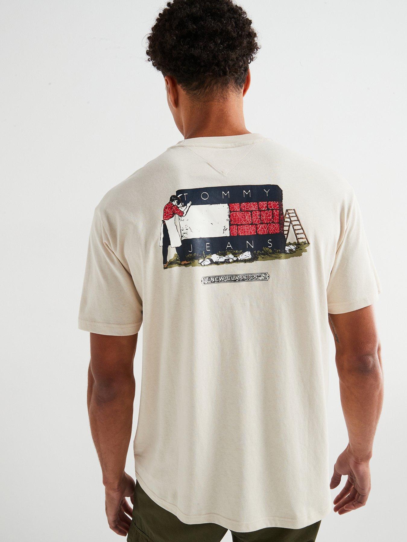 undefined Relaxed Fit Back Print Flag Graphic T-Shirt - Off White