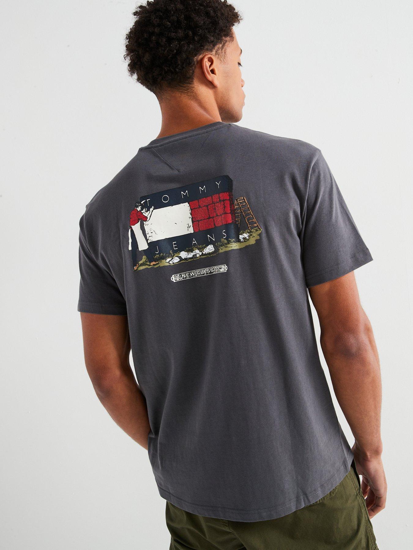 undefined Relaxed Fit Back Print Flag Graphic T-Shirt - Black