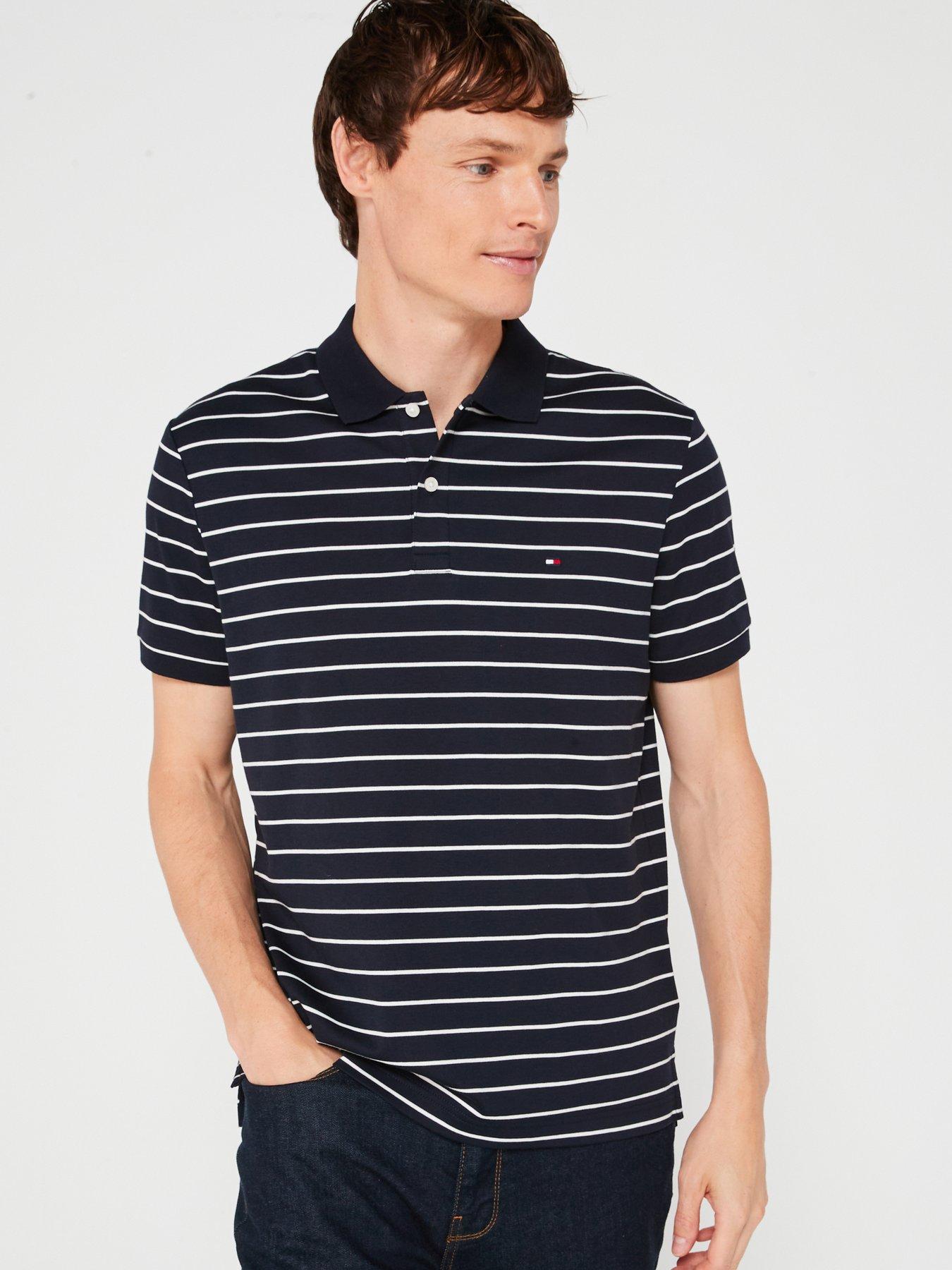 undefined Regular Fit Liquid Cotton Stripe Polo Shirt - Blue