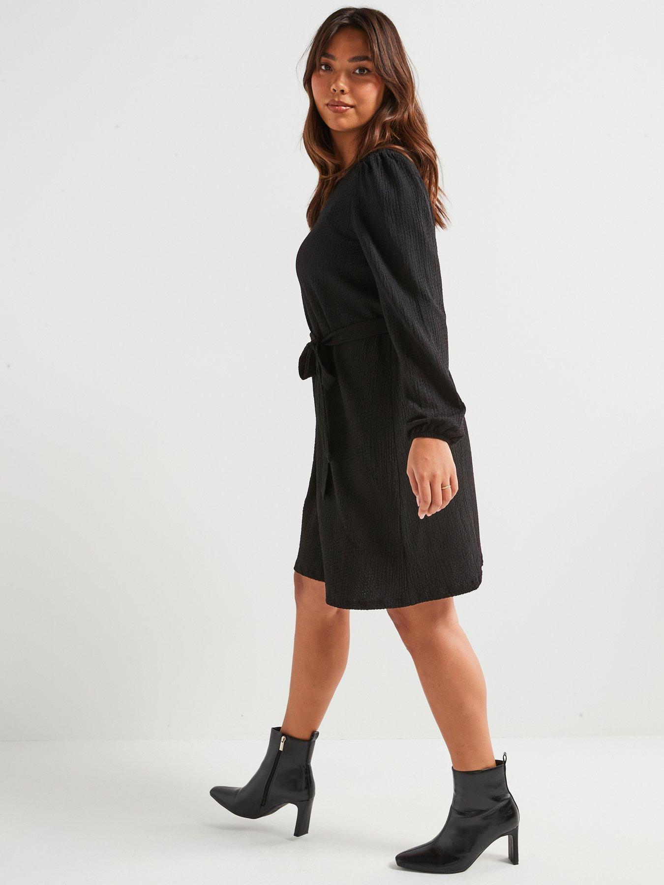 Image 3 of 6 of V by Very Curve Lace Shoulder Stretch Dress - Black