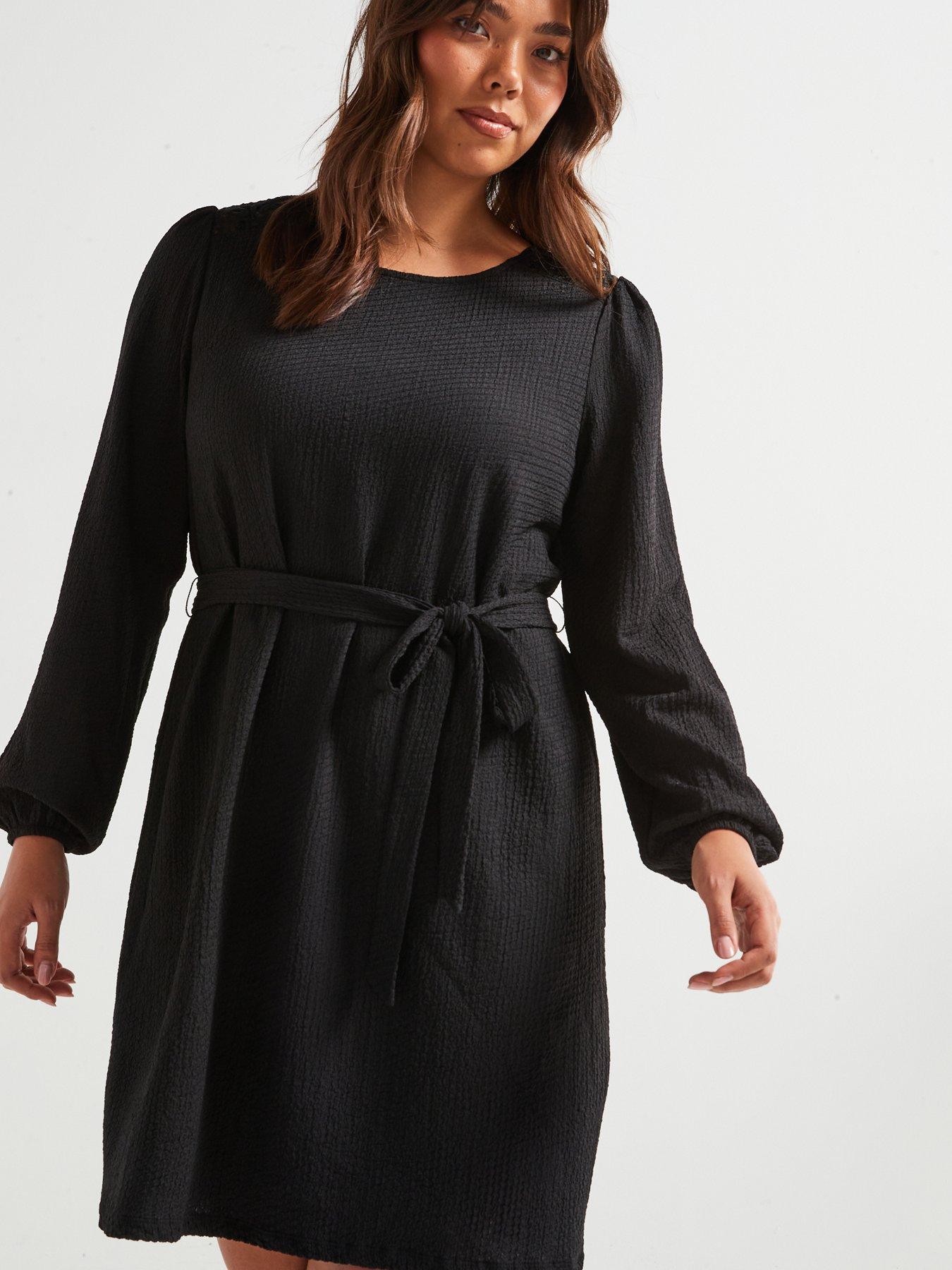 Image 4 of 6 of V by Very Curve Lace Shoulder Stretch Dress - Black