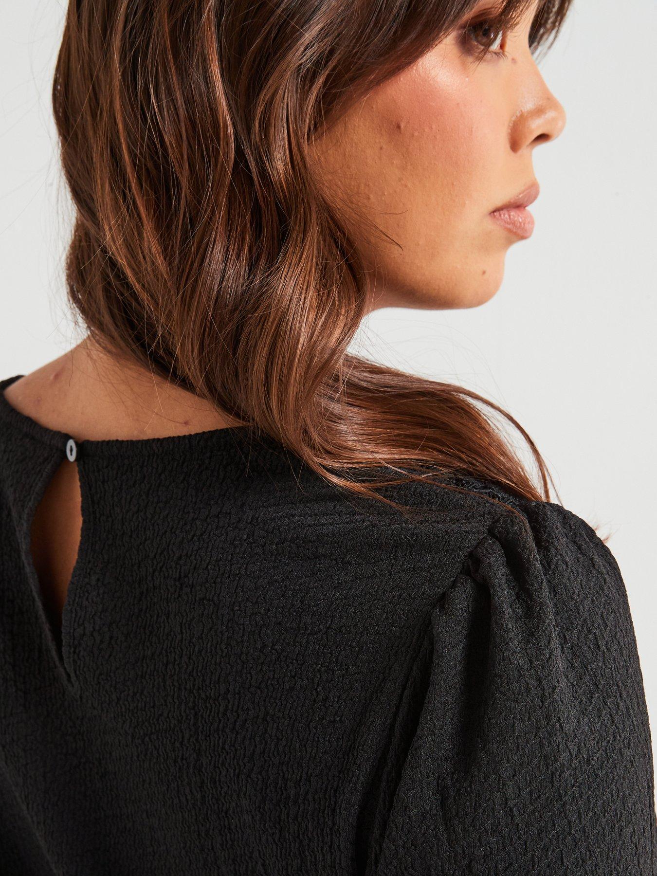 Image 5 of 6 of V by Very Curve Lace Shoulder Stretch Dress - Black