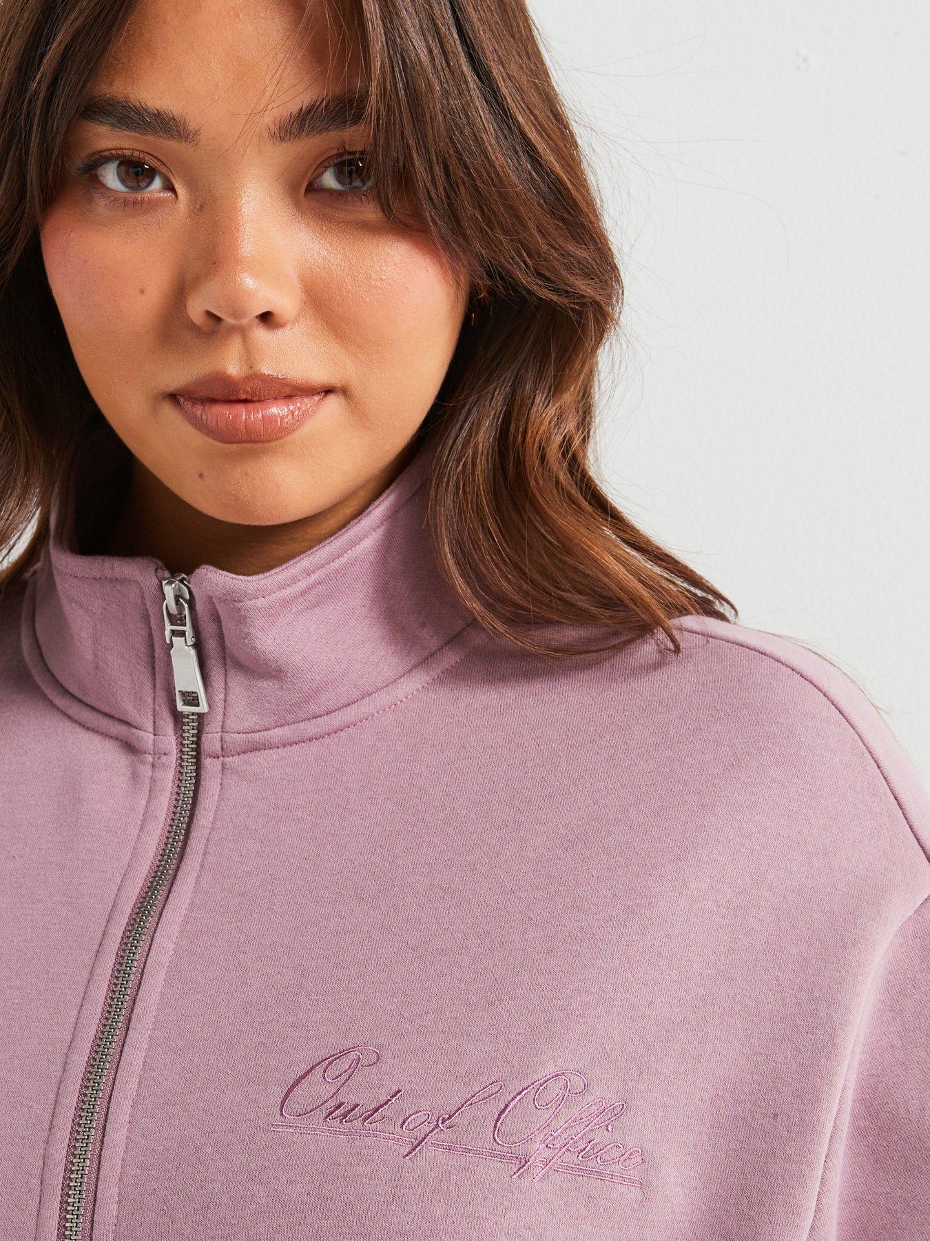 Image 6 of 6 of V by Very Curve Slogan Zip Neck Sweat - Mauve
