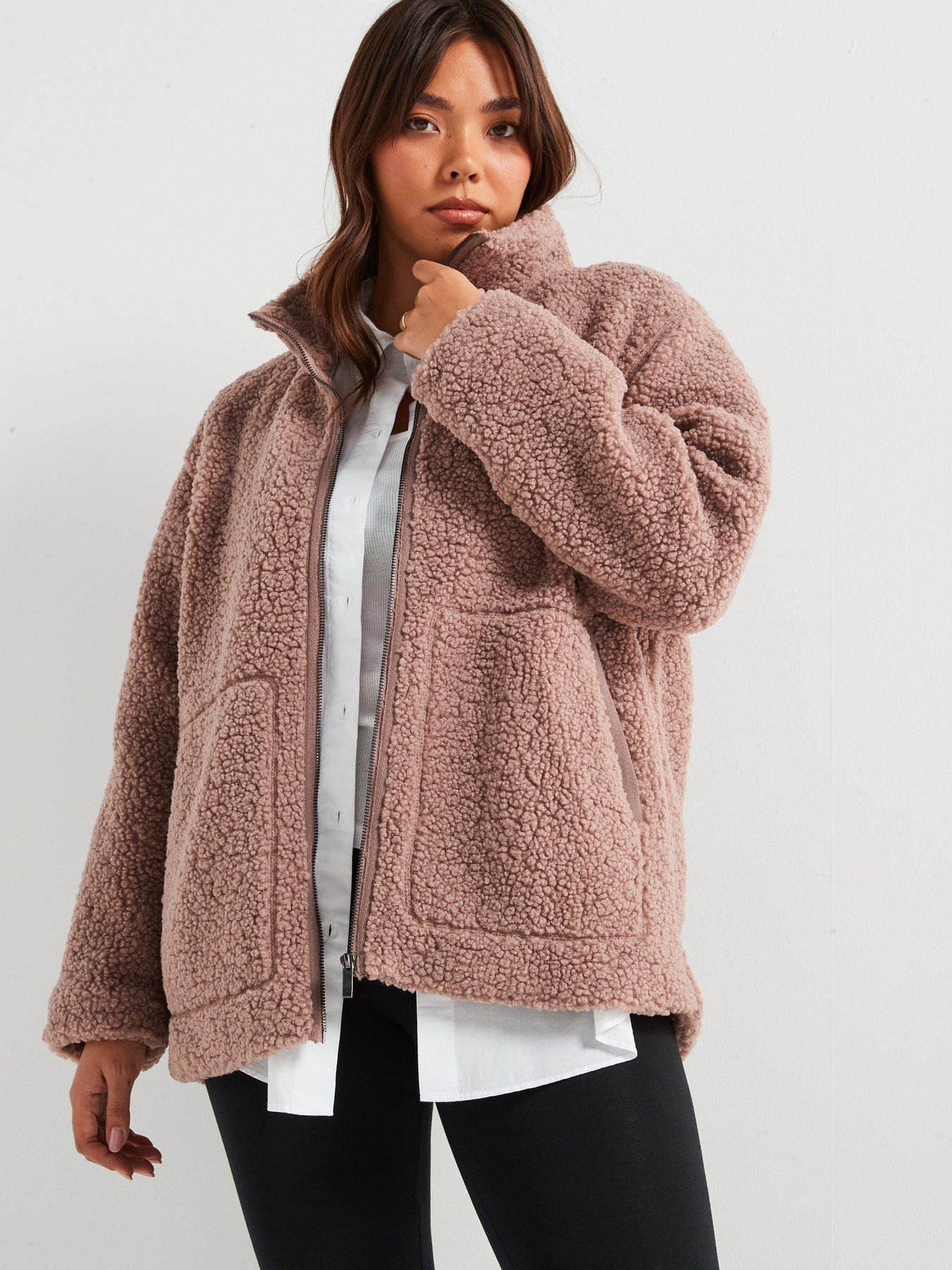 Image 5 of 6 of V by Very Curve Borg Zip Through Jacket - Mink