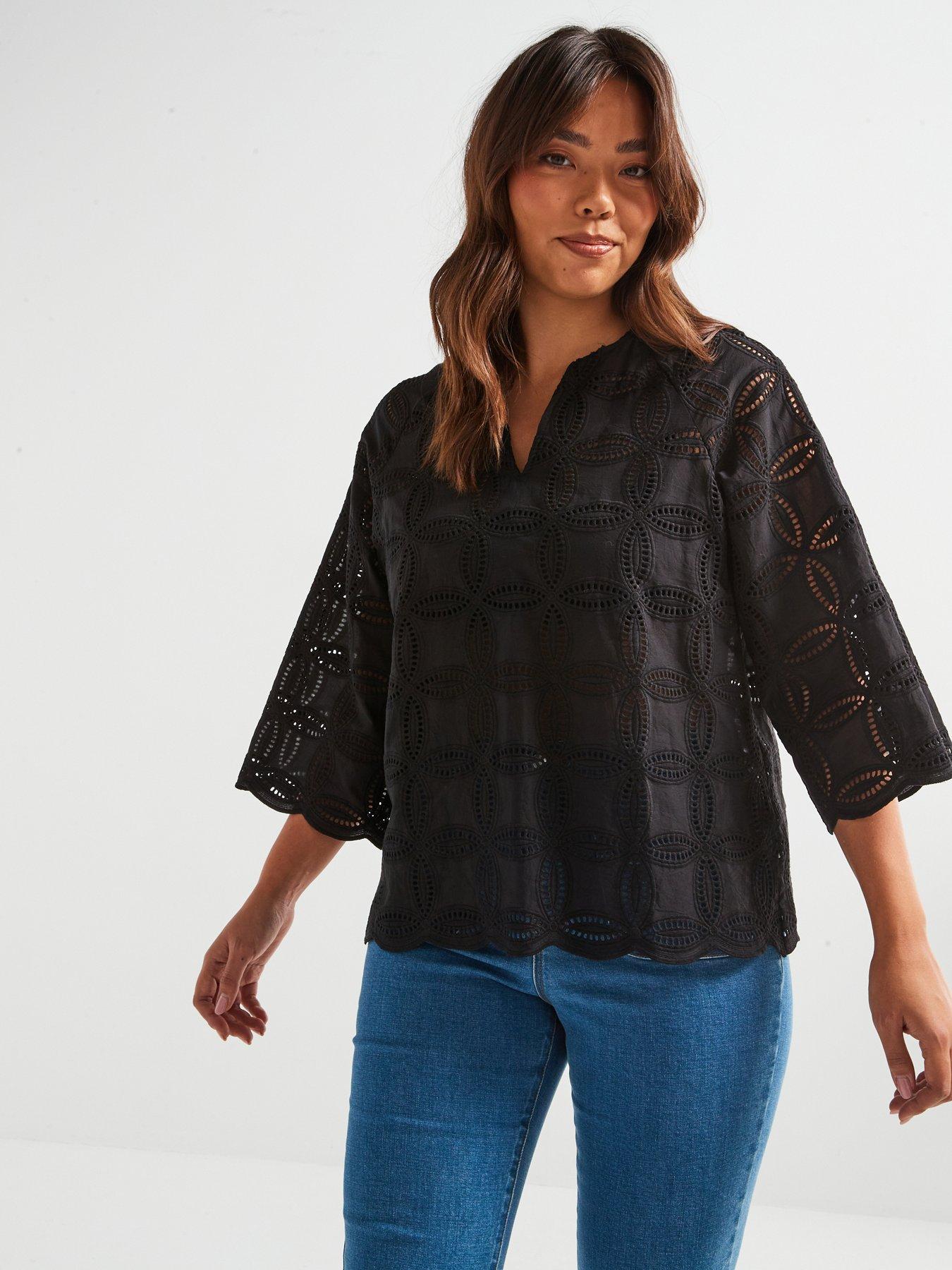 undefined Embroidered Blouse - Black