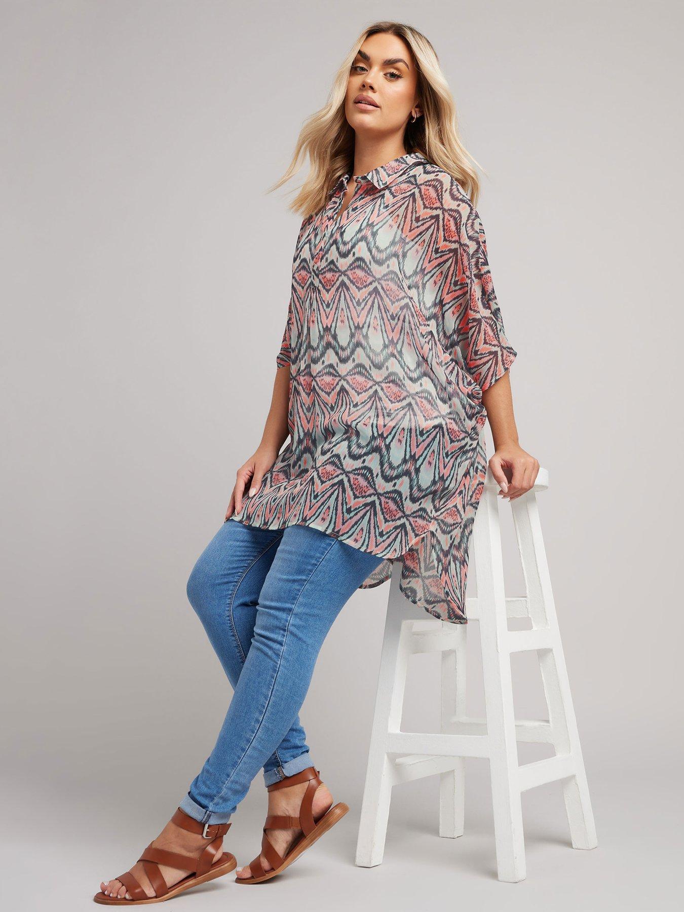 Image 3 of 4 of Yours Curve Over Head Sheer Shirt