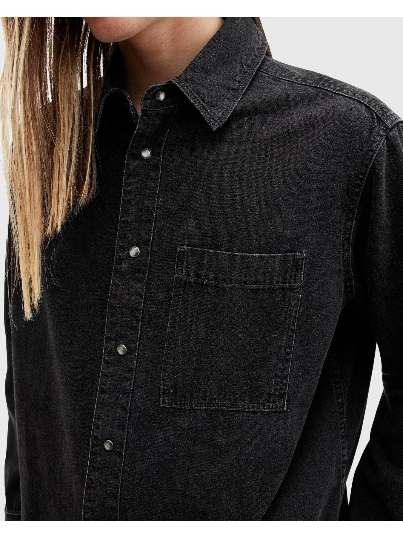 Image 4 of 6 of AllSaints Tolhurst Long Sleeve Shirt - Black
